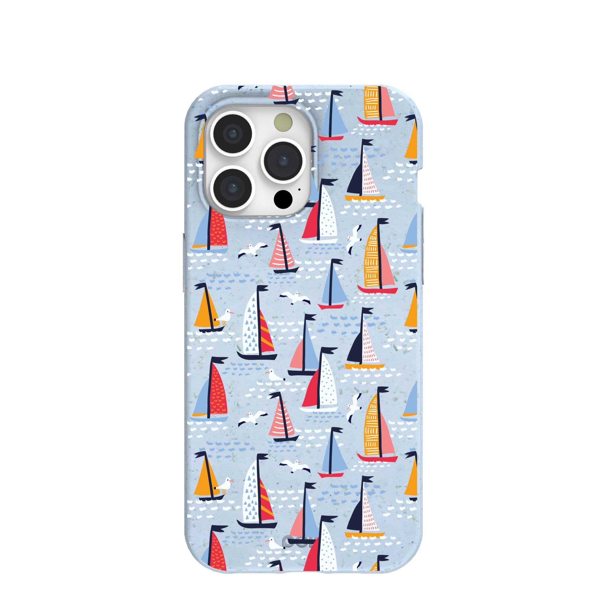 Powder Blue Sails and Seagulls iPhone 15 Pro Max Case Refurbished - Pela Case refurbished available on Cerqular