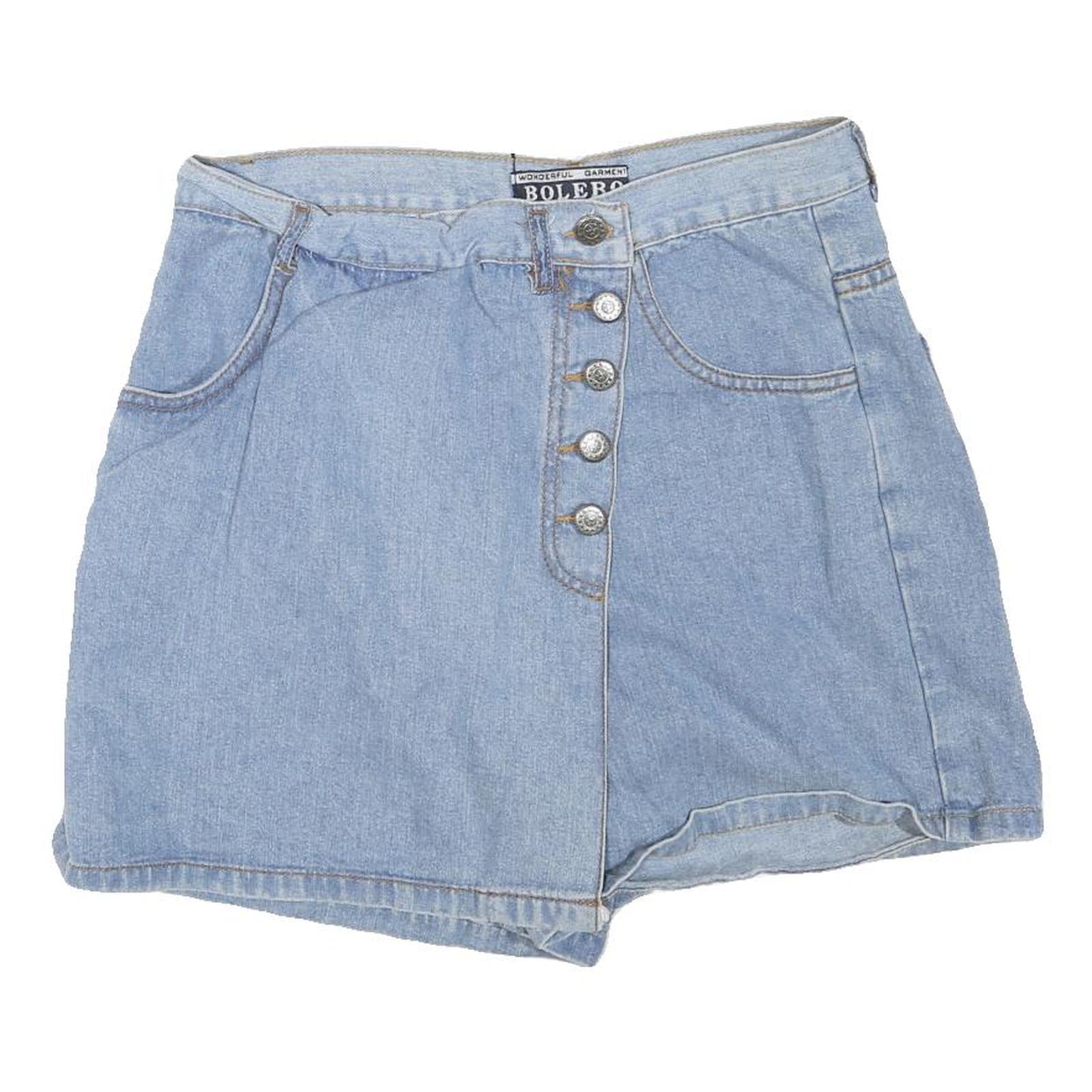BOLERO Womens Blue Denim Mini Cotton Blend Skater Skirt M Button Fastening Refurbished - N/A refurbished available on Cerqular