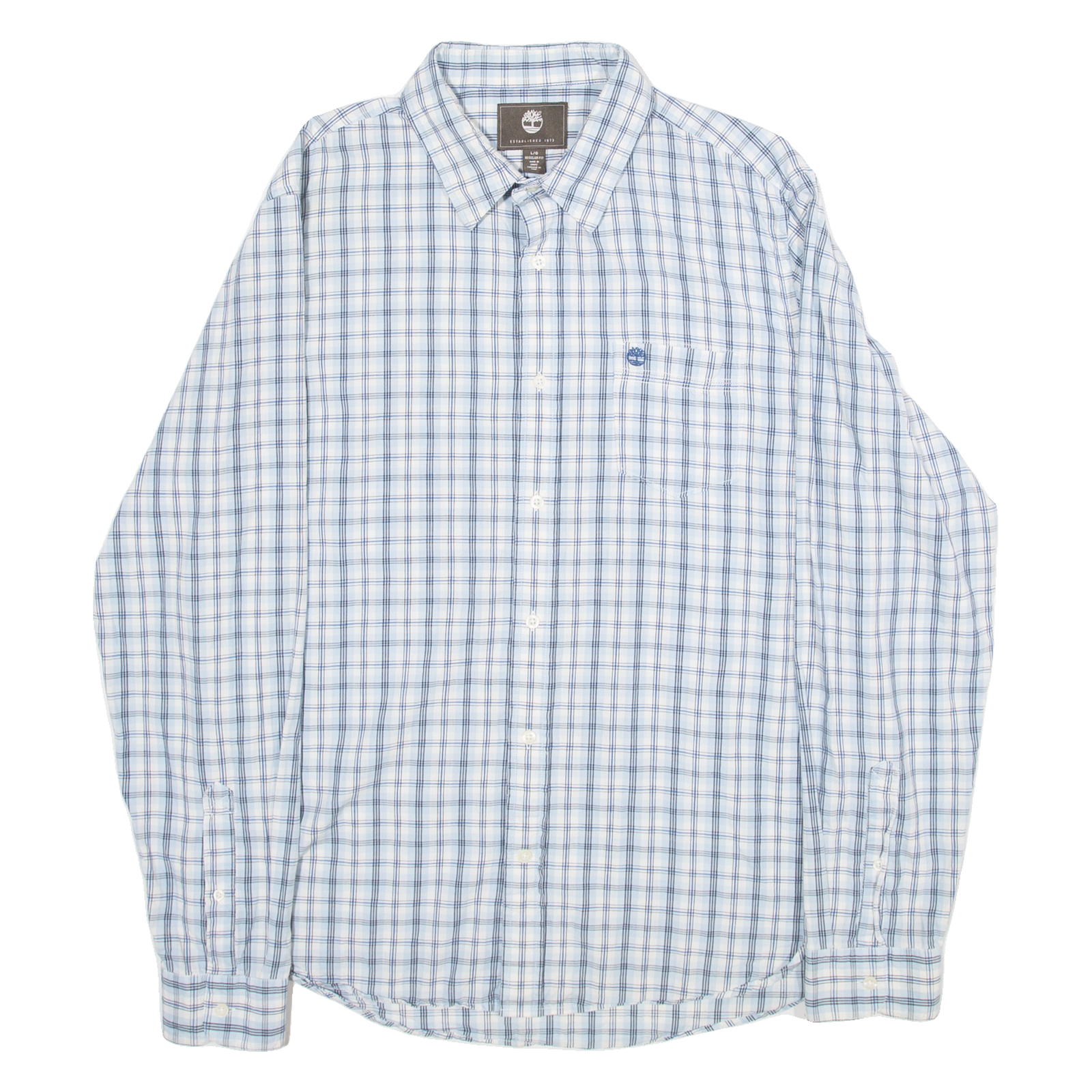 TIMBERLAND Regular Fit Mens Shirt Blue Check Long Sleeve L Refurbished - N/A refurbished available on Cerqular