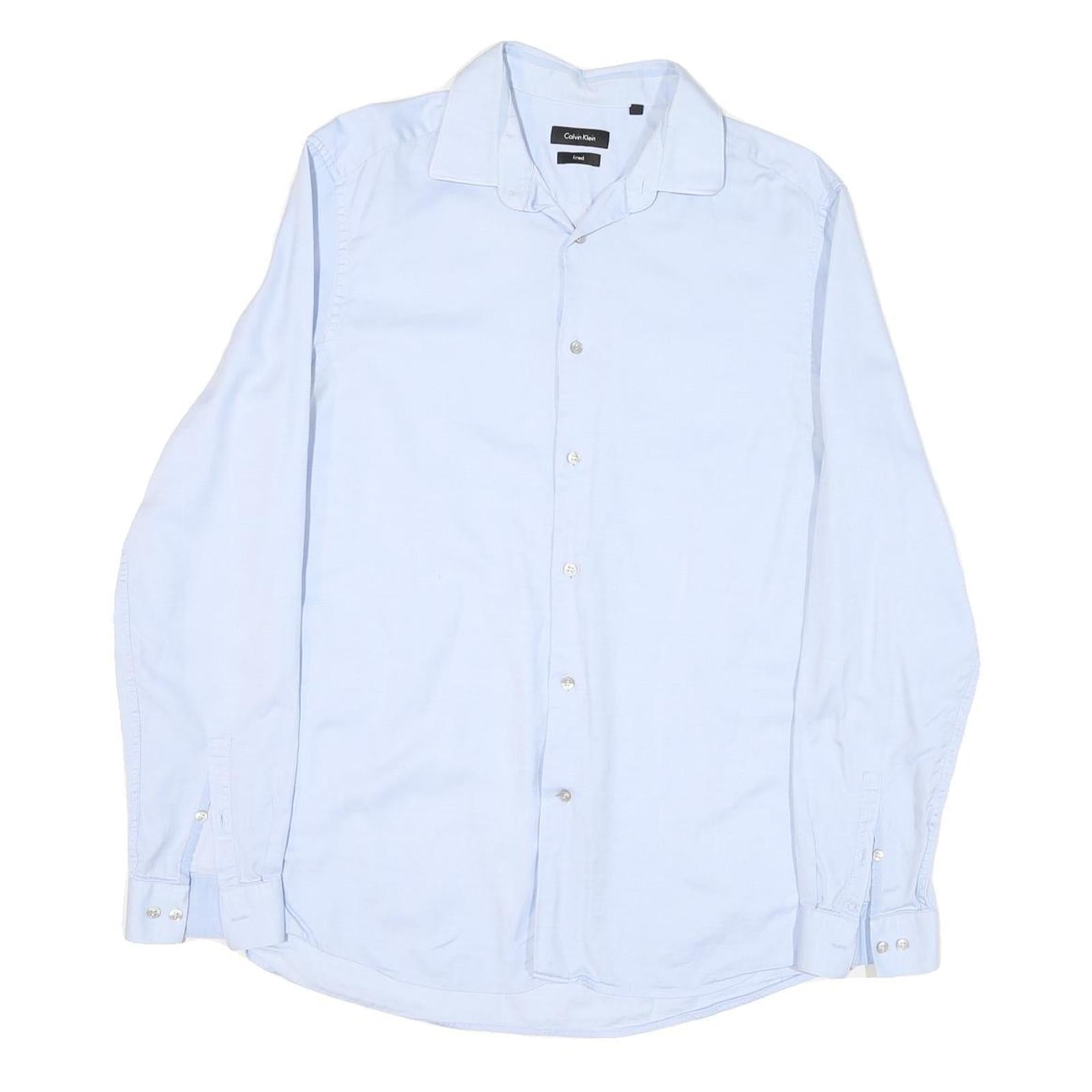 CALVIN KLEIN Mens Blue Shirt M Cotton Blend Classic Formal Long Sleeve Button Refurbished - N/A refurbished available on Cerqular