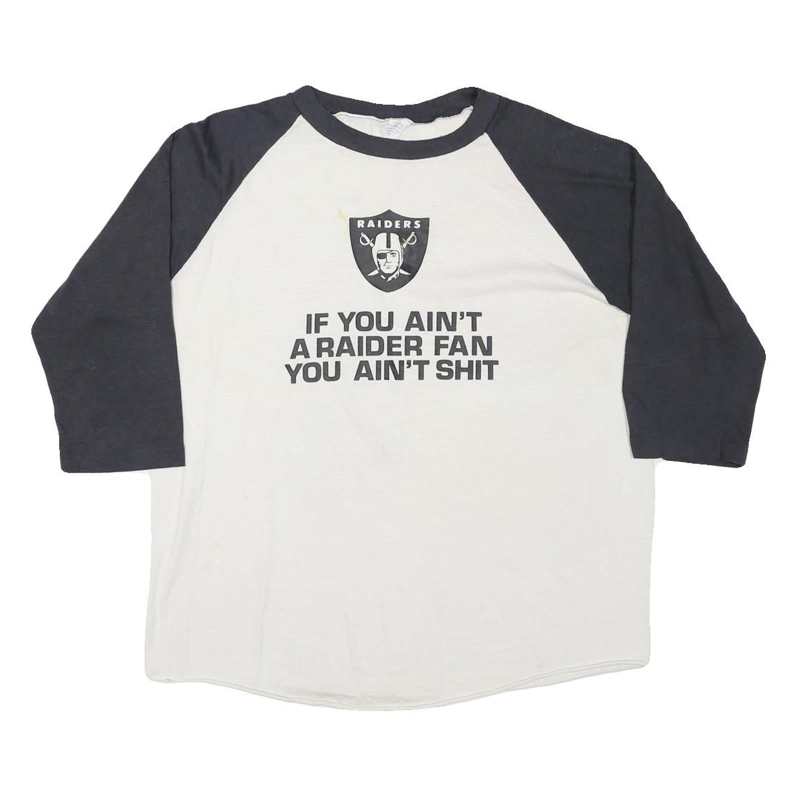Buy Mens Black & White Raiders Graphic Baseball T-Shirt XL 3/4 Sleeve Crew Neck Refurbished - $32.49 Mens Black & White Raiders Graphic Baseball T-Shirt XL 3/4 Sleeve Crew Neck Refurbished - N/A refurbished available on Cerqular