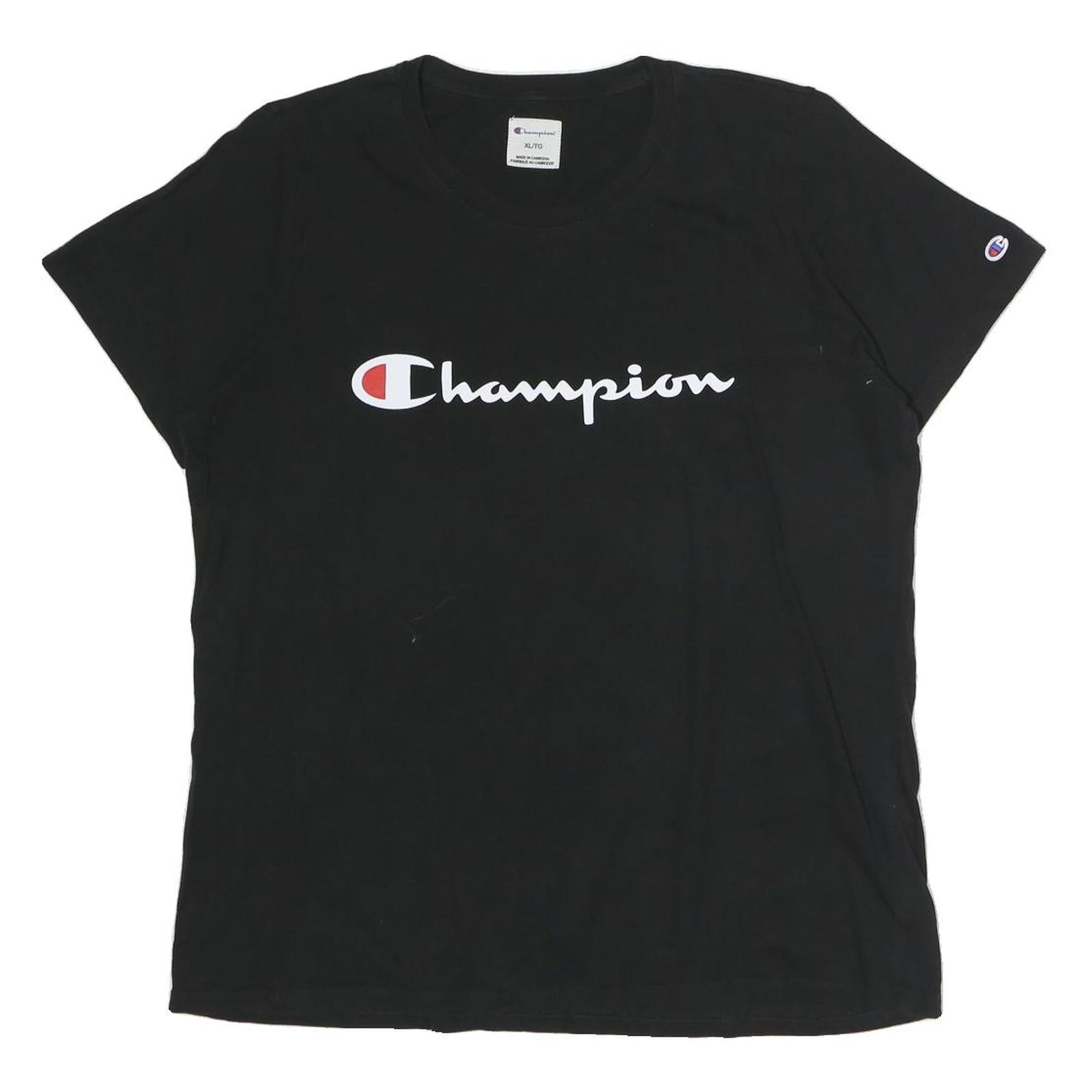 CHAMPION Mens Black XL Graphic T-Shirt Short Sleeve Crew Neck Logo Printed Refurbished - N/A refurbished available on Cerqular