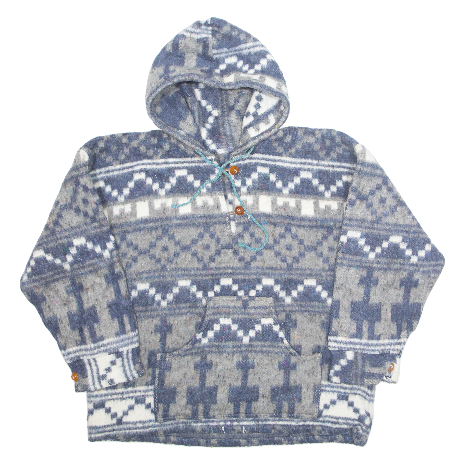 Mens Pullover Jacket Blue Hooded Crazy Pattern L Refurbished - N/A refurbished available on Cerqular