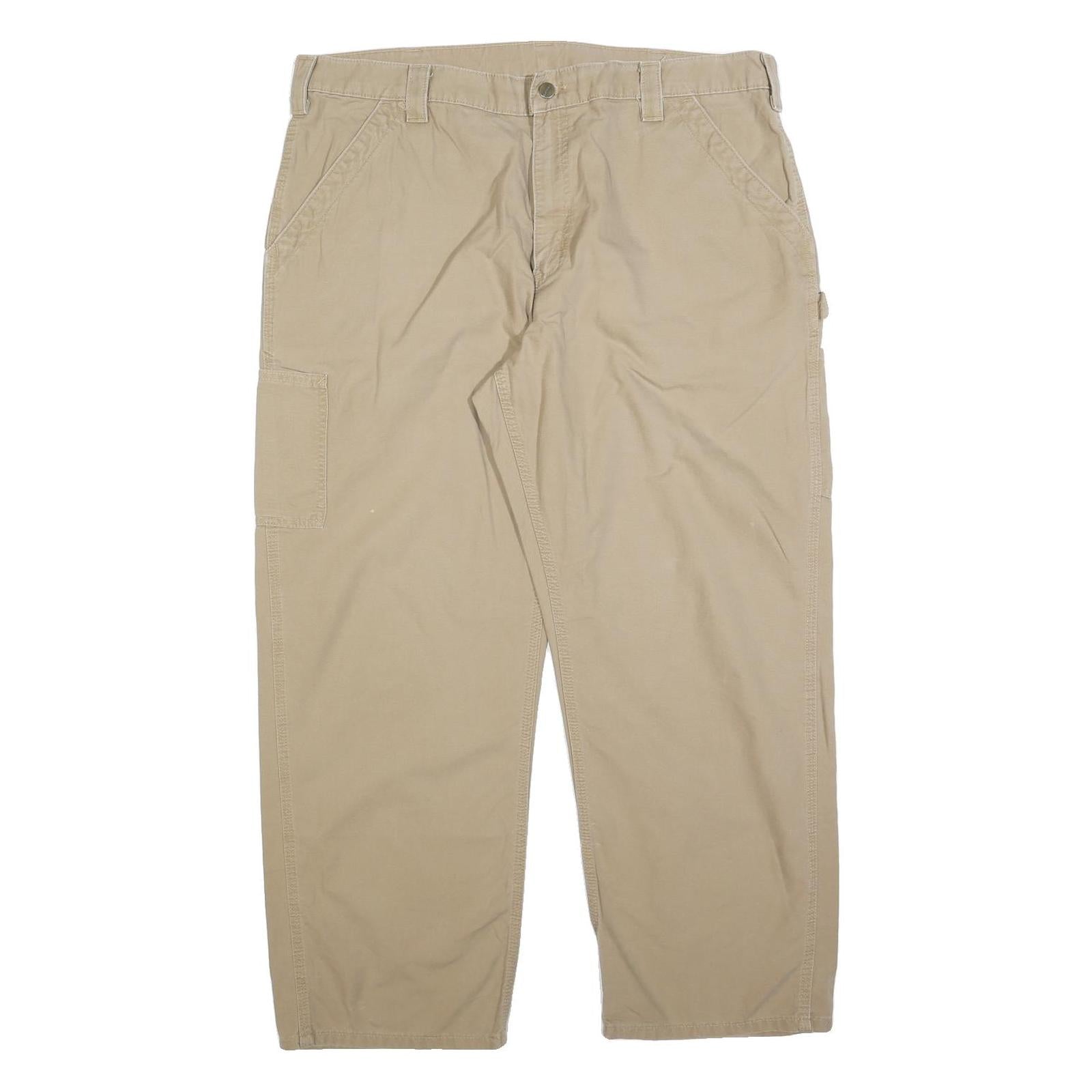 CARHARTT Mens Cotton Blend Beige Regular Fit Straight Leg Trousers W40 L30 Refurbished - N/A refurbished available on Cerqular