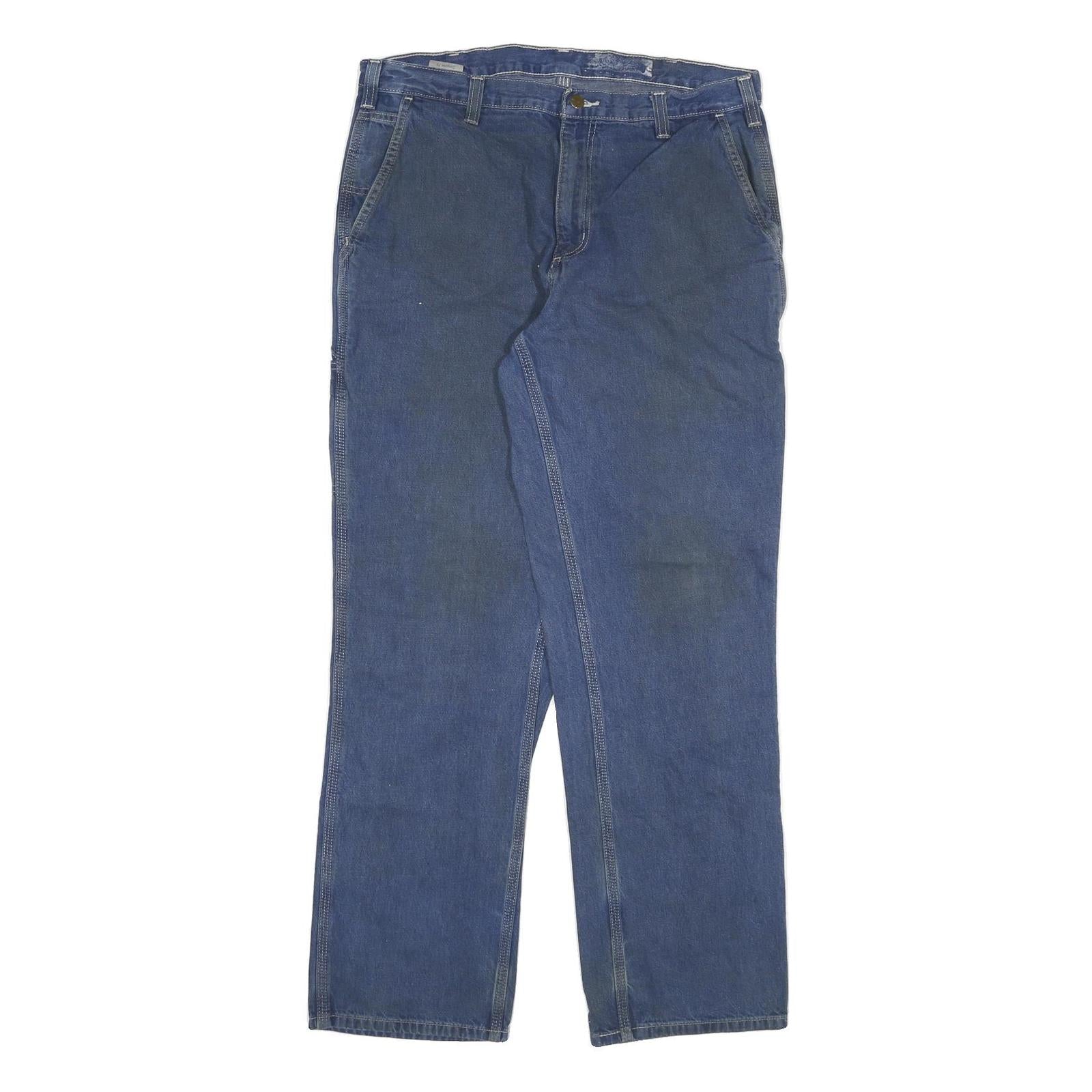 CARHARTT Mens Relaxed Blue Denim Jeans W34 L32 Workwear Zip Closure Durable Refurbished - N/A refurbished available on Cerqular