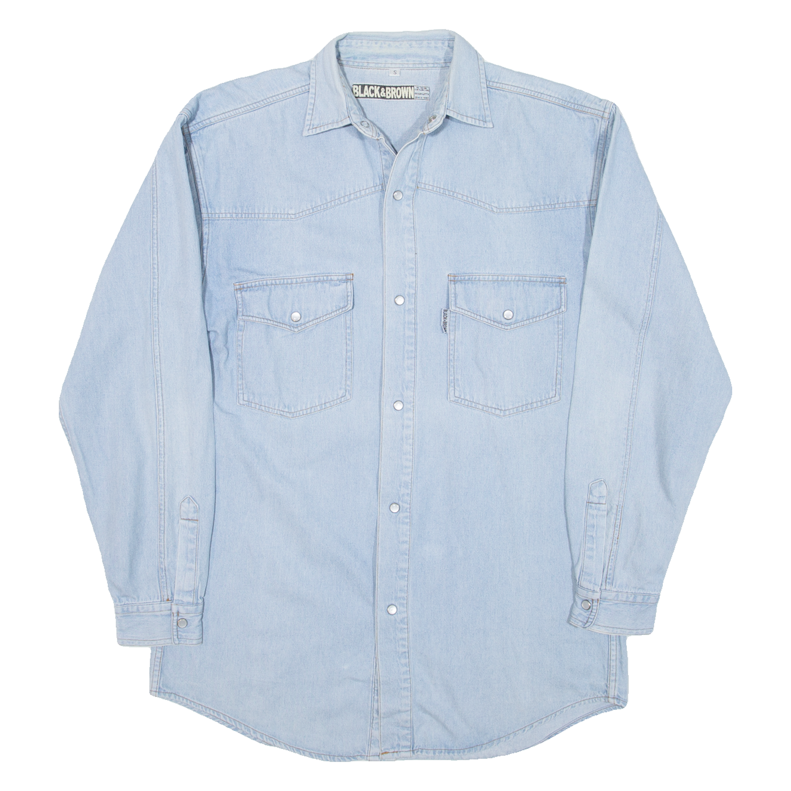 BLACK & BROWN Mens Denim Shirt Blue Long Sleeve S Refurbished - N/A refurbished available on Cerqular