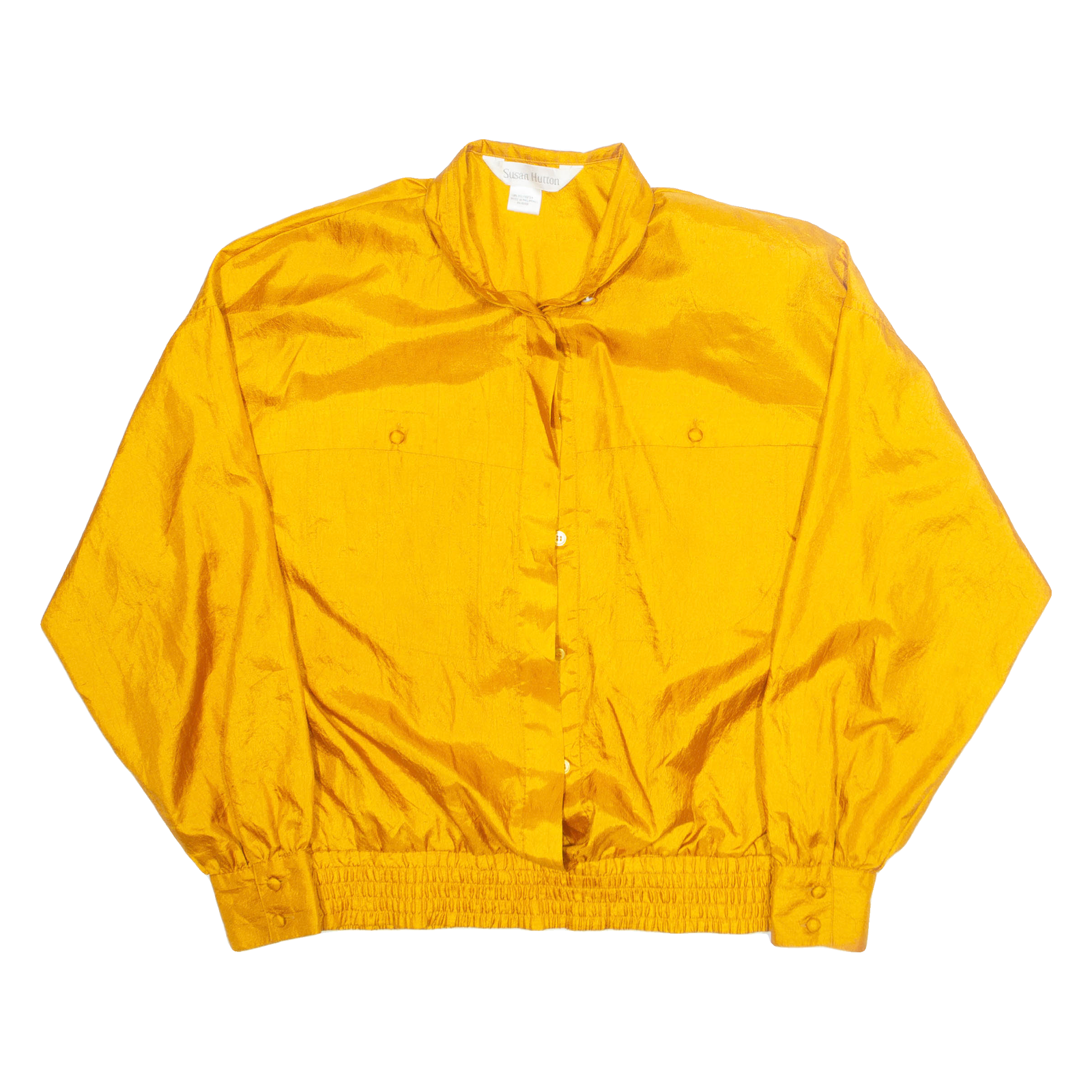 SUSAN HUTTON Elasticated Hem Womens Blouse Orange High Neck Long Sleeve M Refurbished - N/A refurbished available on Cerqular