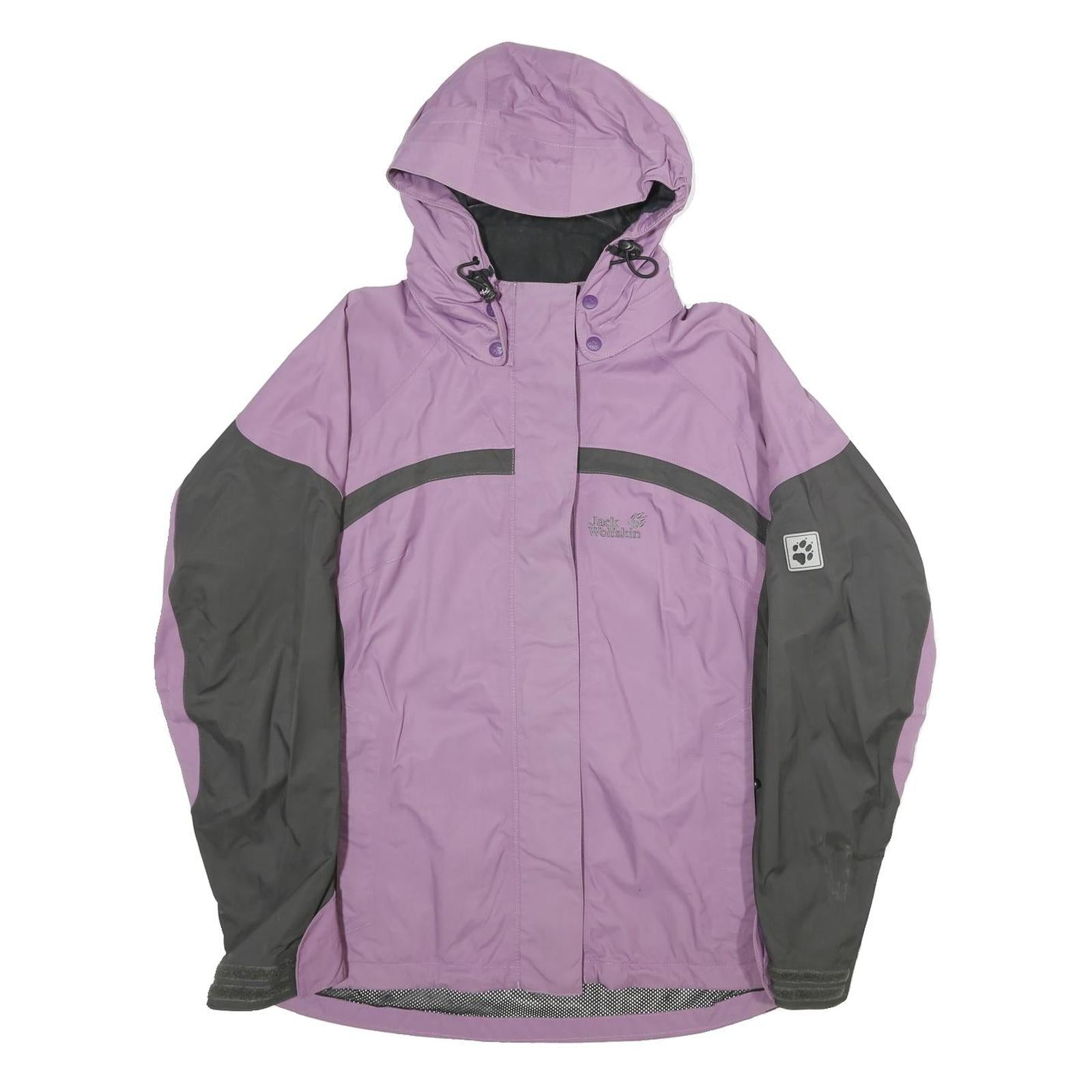 JACK WOLFSKIN Womens Purple & Grey Outdoor Jacket UK 16 Polyamide Zip Hooded Refurbished - N/A refurbished available on Cerqular