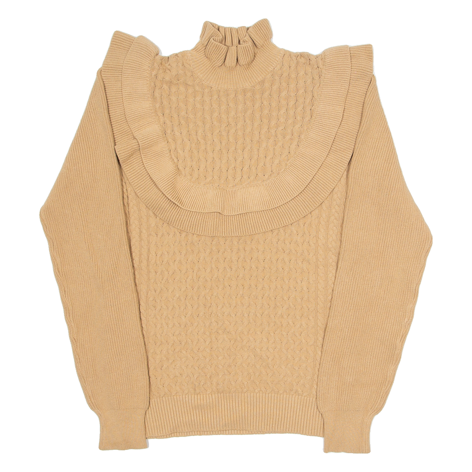 VICOLO Womens Jumper Brown High Neck Cable Knit Viscose S Refurbished - N/A refurbished available on Cerqular