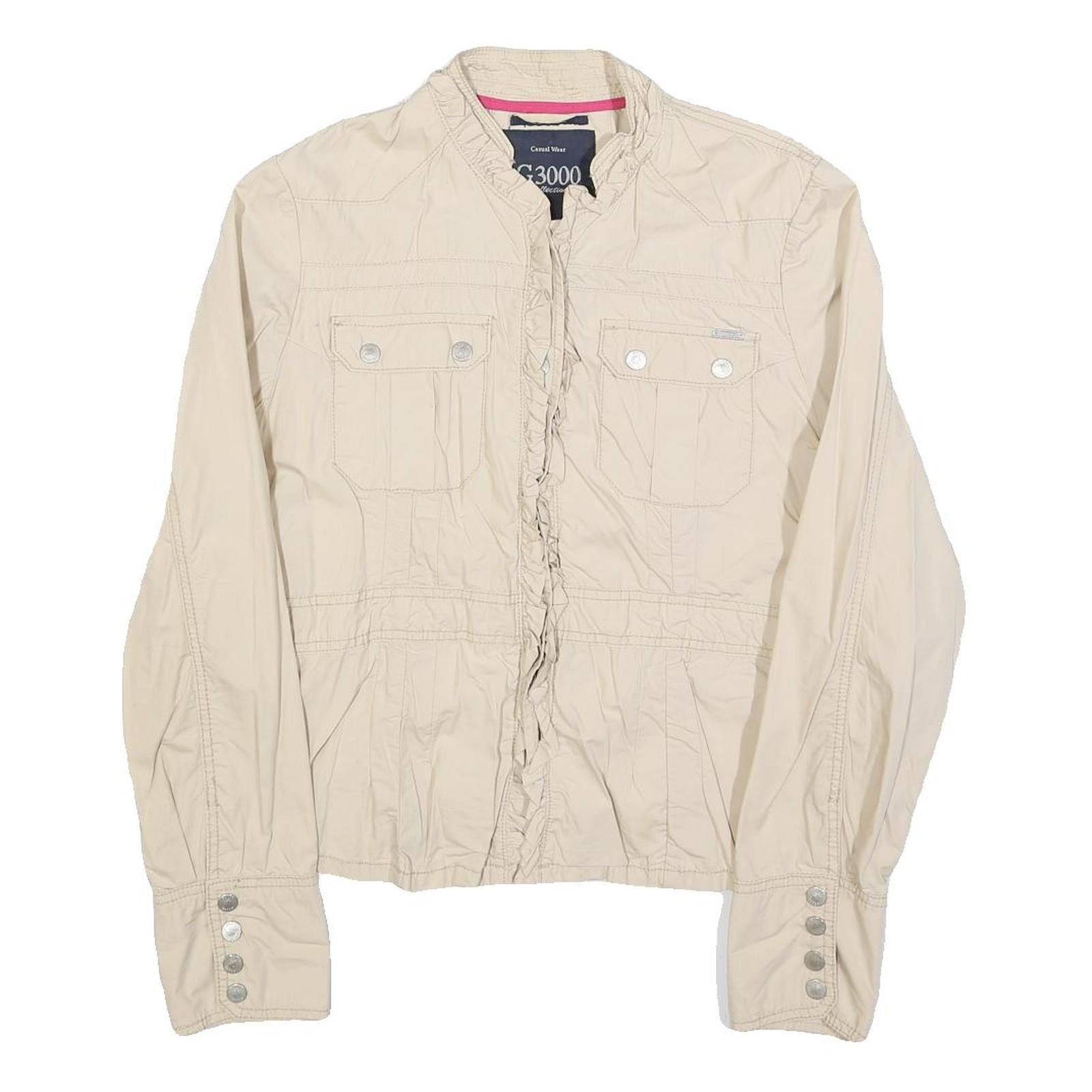 G3000 Womens Cream Cotton Casual Jacket M Button Plain Lightweight Stylish Refurbished - N/A refurbished available on Cerqular