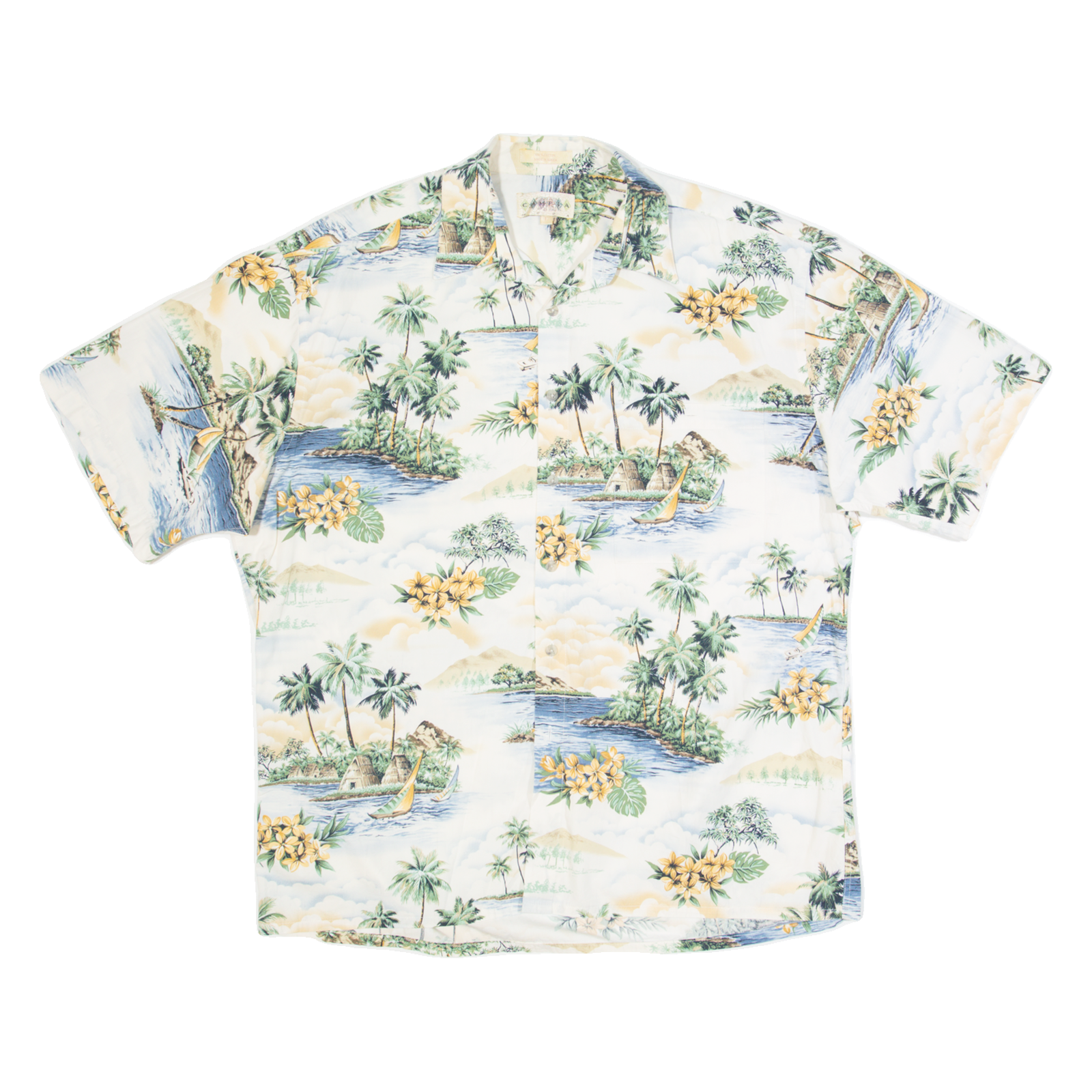 CAMPIA Mens Hawaiian Shirt Cream Floral XL Refurbished - N/A refurbished available on Cerqular