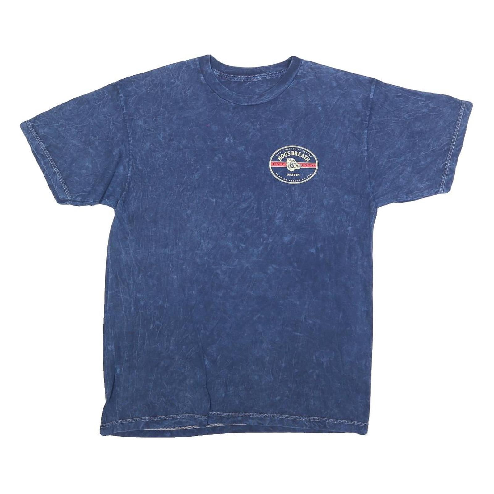 Mens Blue Hog's Breath Graphic T-Shirt M Short Sleeve Crew Neck Cotton Refurbished - N/A refurbished available on Cerqular