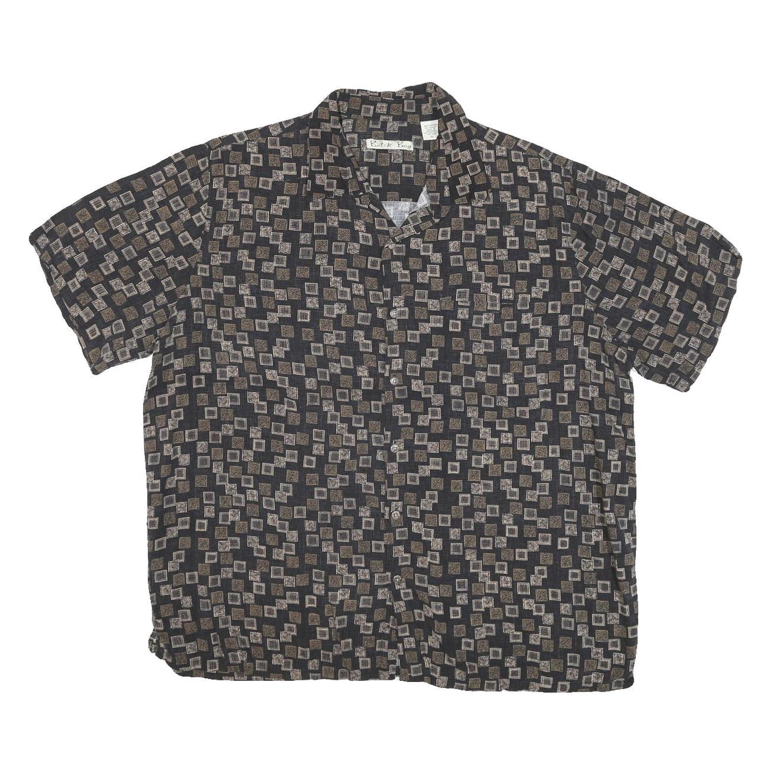 BATICK BAY Mens Black Pattern Shirt XL Relaxed Fit Button Collar Short Sleeve Refurbished - N/A refurbished available on Cerqular