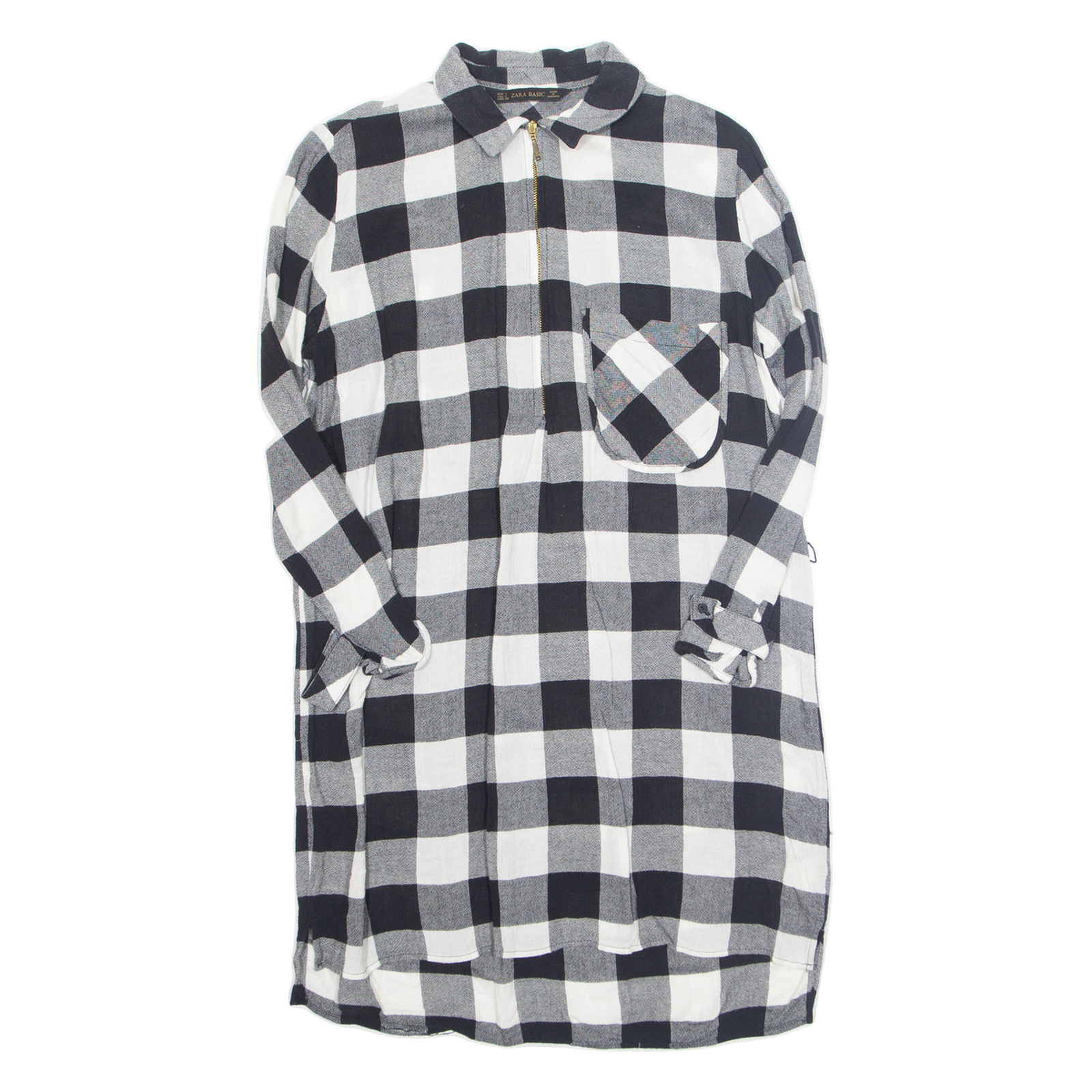 ZARA Womens Shirt Dress Black Check Long Sleeve Knee Length S Refurbished - N/A refurbished available on Cerqular