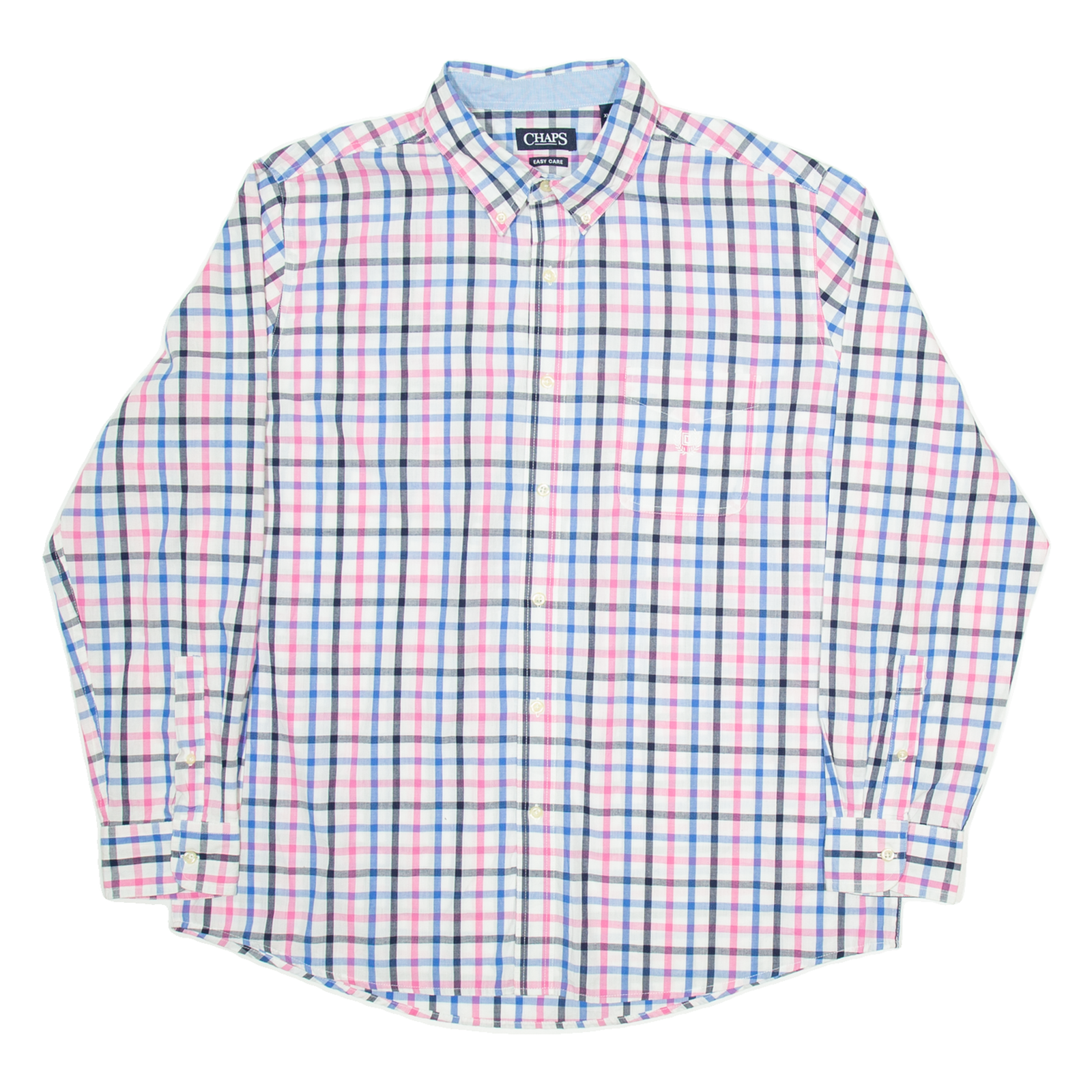 CHAPS Mens Shirt White Check Long Sleeve XL Refurbished - N/A refurbished available on Cerqular