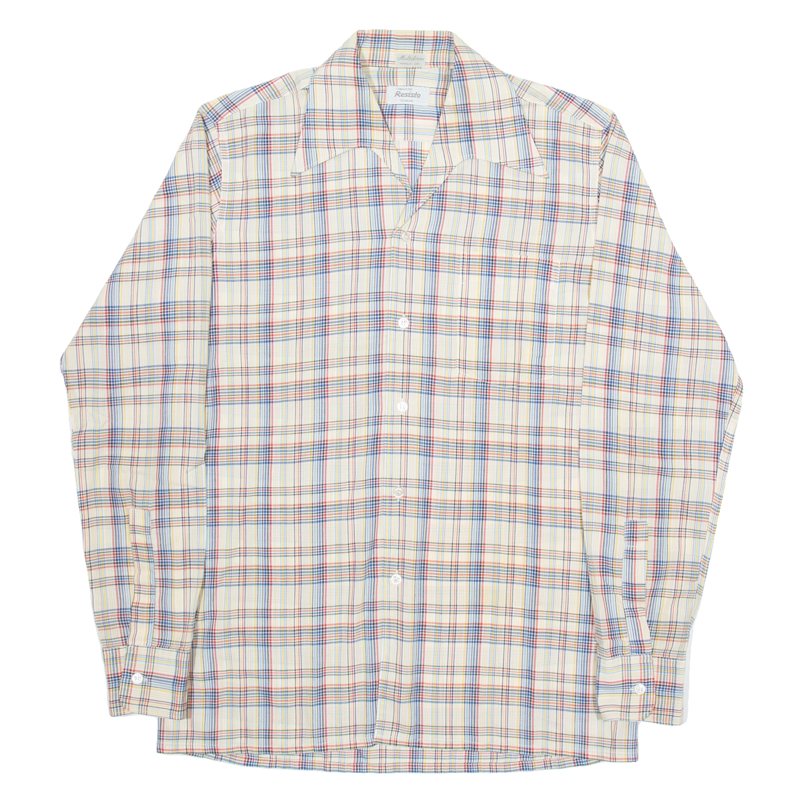 RESISTO Mens Shirt Beige Check Long Sleeve M Refurbished - N/A refurbished available on Cerqular