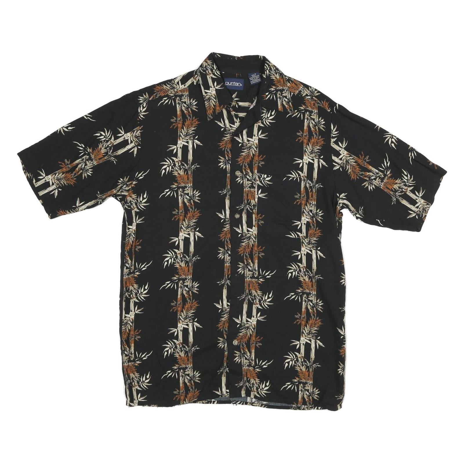 PURITAN Mens Black & Brown Viscose Casual Shirt S Short Sleeve Button Refurbished - N/A refurbished available on Cerqular
