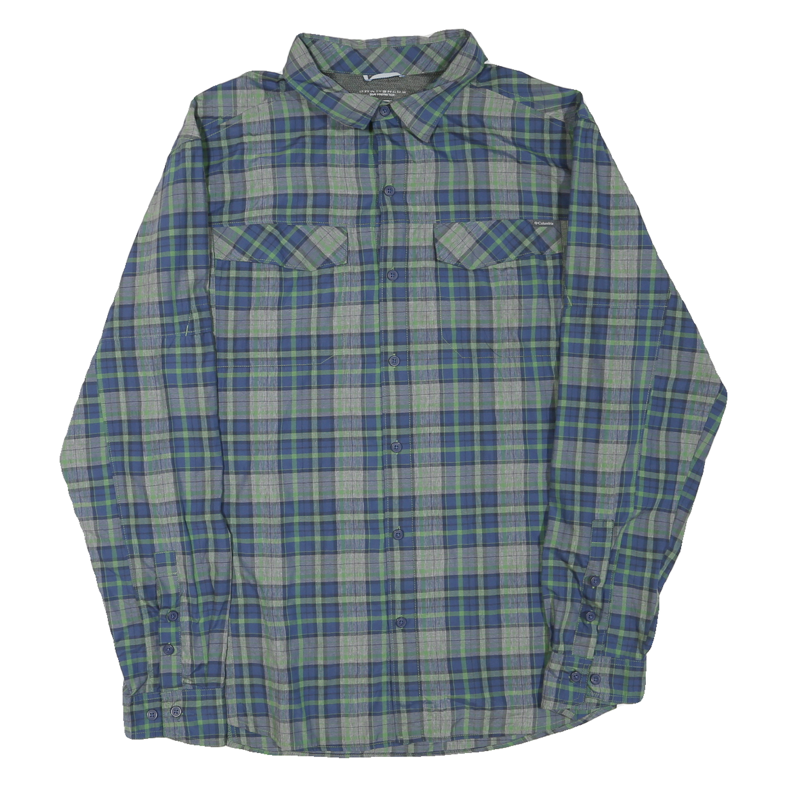 COLUMBIA Mens Blue & Green Plaid Shirt XL Cotton Blend Lightweight Casual Refurbished - N/A refurbished available on Cerqular