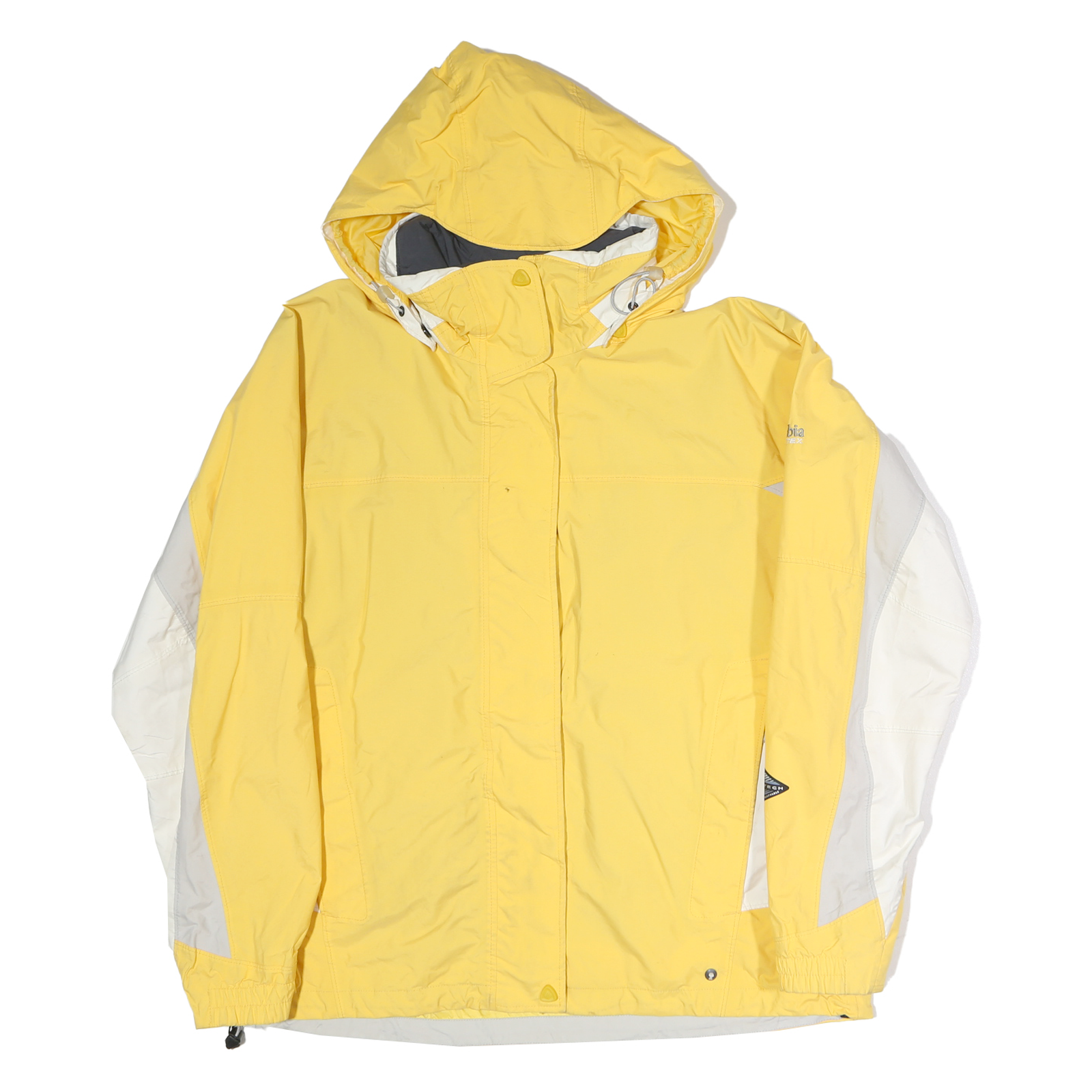COLUMBIA Womens Yellow & White Outdoor Jacket XL Polyester Athletic Zip Hooded Refurbished - N/A refurbished available on Cerqular