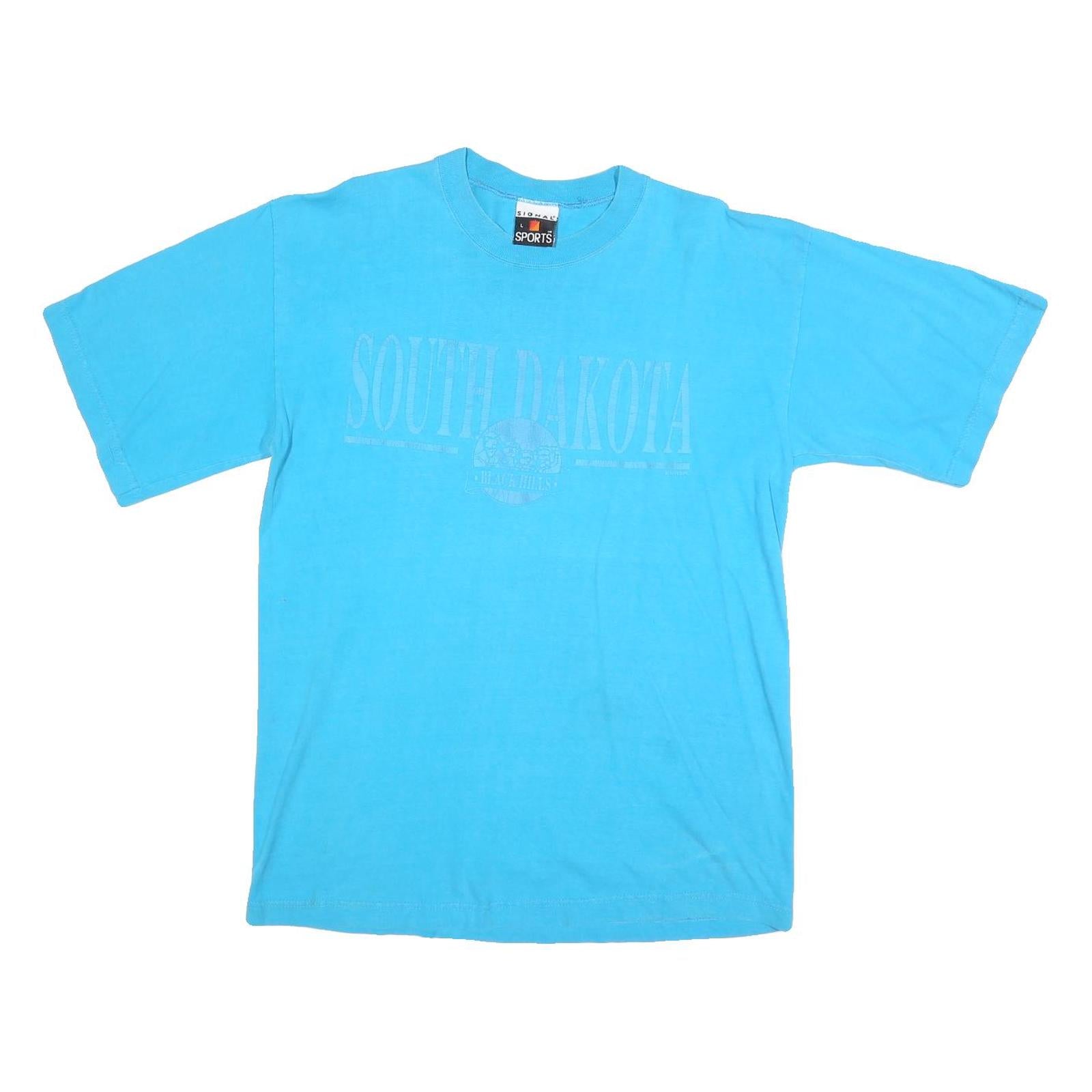 SIGNAL SPORTS Womens Blue South Dakota Graphic T-Shirt L Short Sleeve Crew Neck Refurbished - N/A refurbished available on Cerqular