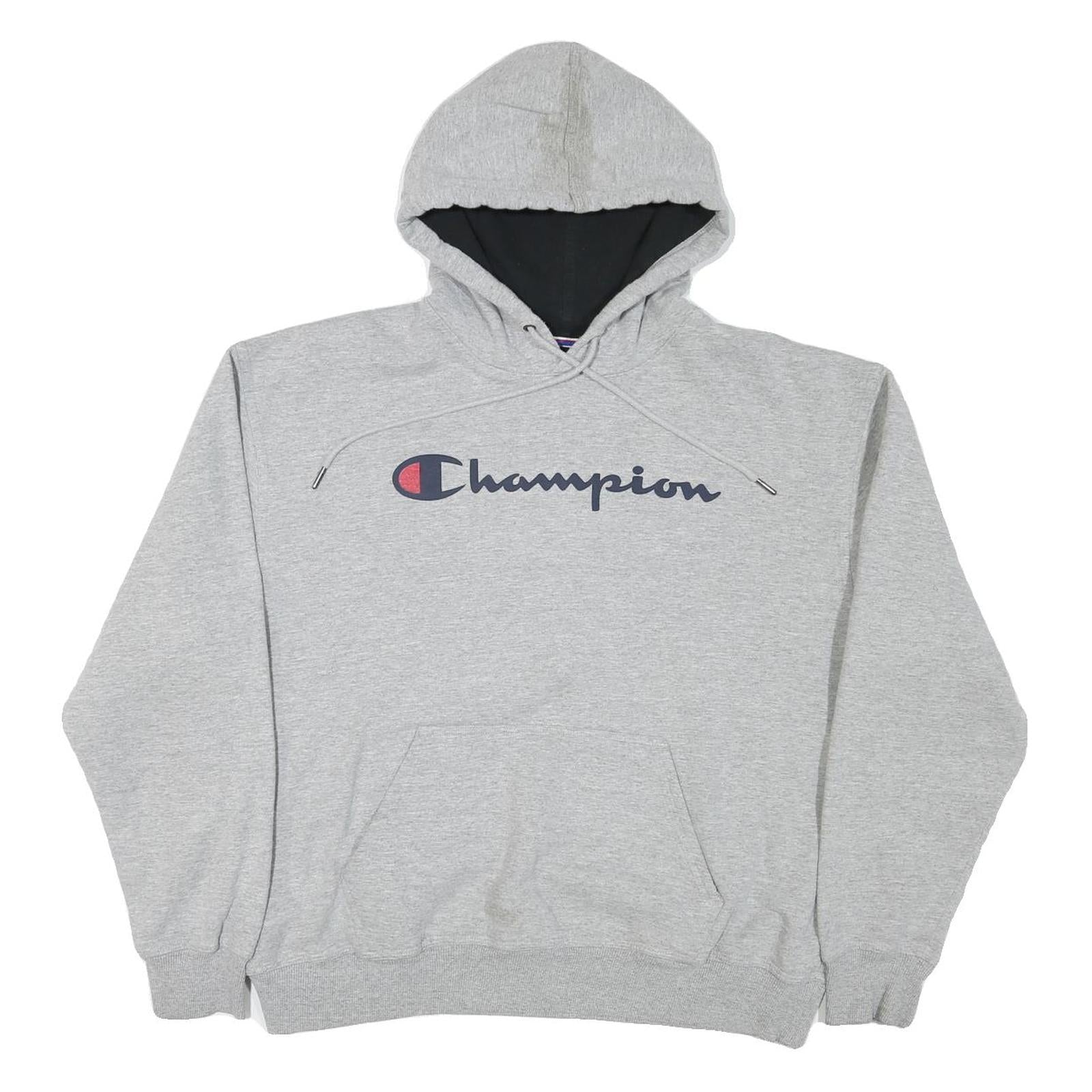 CHAMPION Mens Grey Hoodie L Cotton Blend Pullover Drawstring Casual Sweatshirt Refurbished - N/A refurbished available on Cerqular