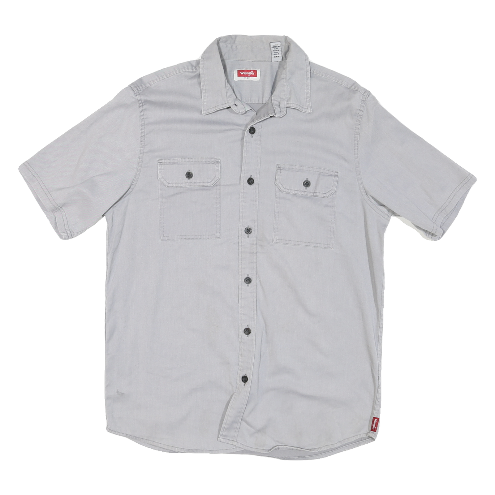 WRANGLER Mens Grey Cotton Blend Short Sleeve Shirt M Casual Workwear Refurbished - N/A refurbished available on Cerqular