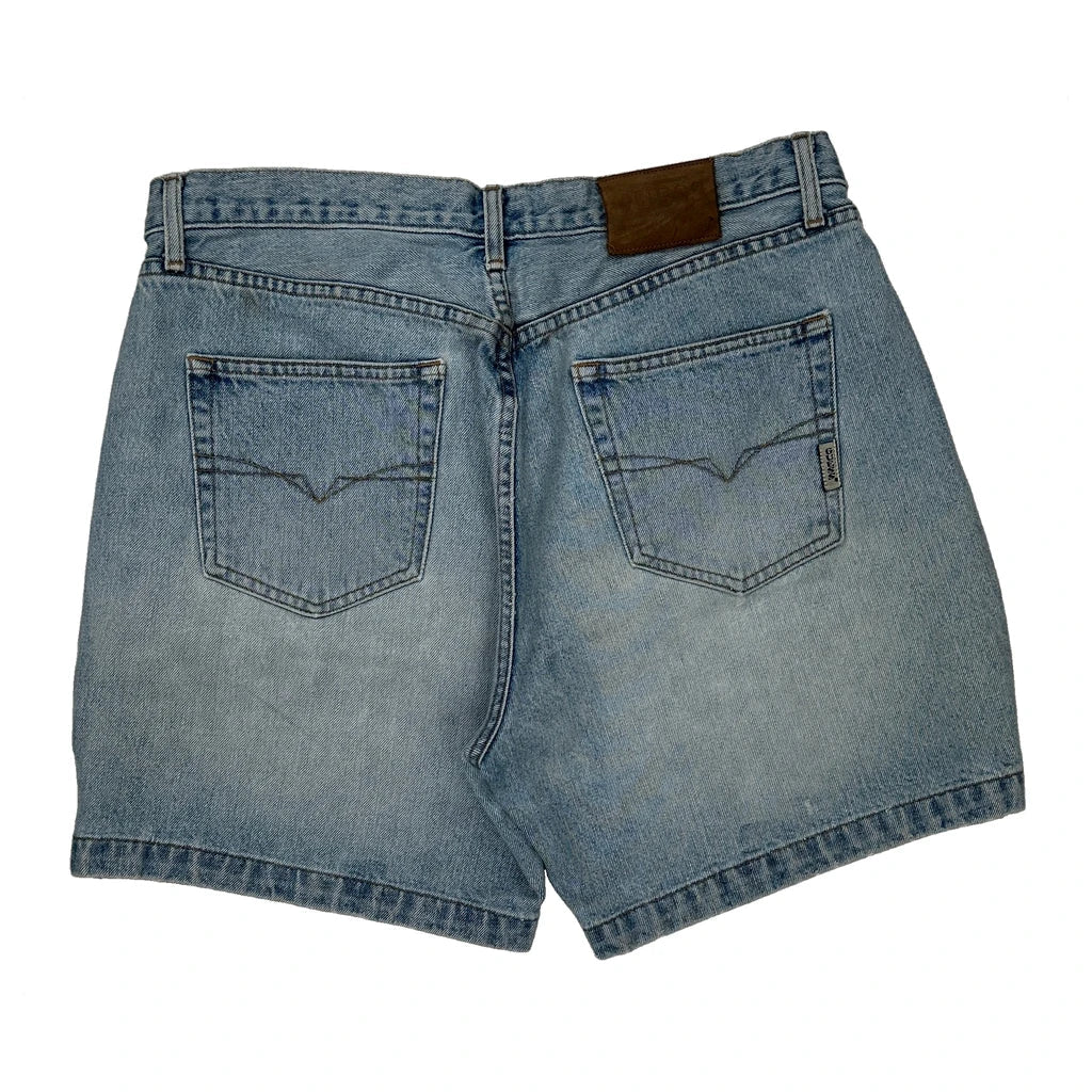Guess Denim Shorts - 32W UK 12 Light Wash Cotton Refurbished - Thrifted (note: this is a term often used to describe second- refurbished available on Cerqular