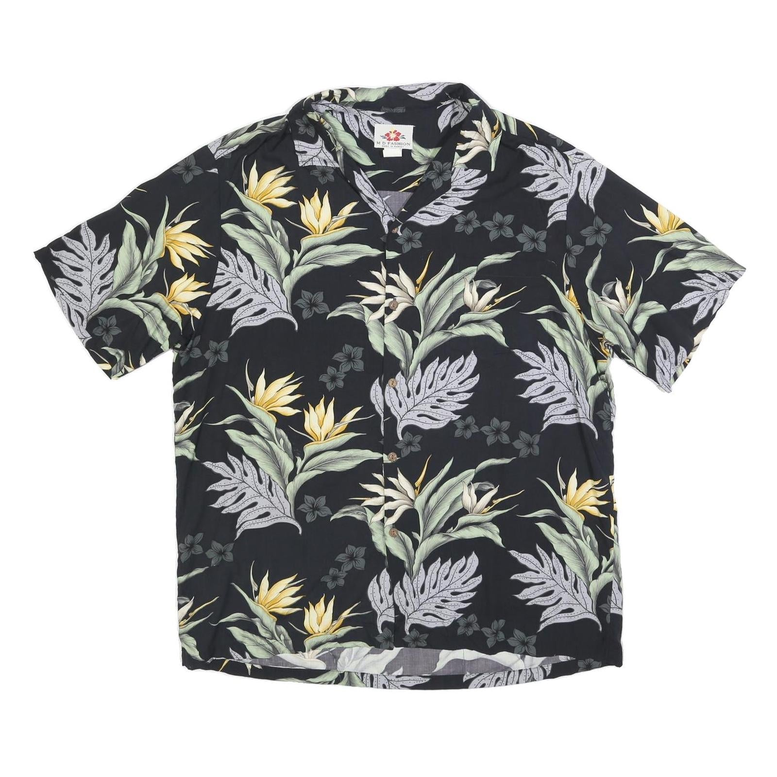 MD FASHION Mens Black & Yellow Hawaiian Shirt XL Rayon Floral Short Sleeve Refurbished - N/A refurbished available on Cerqular