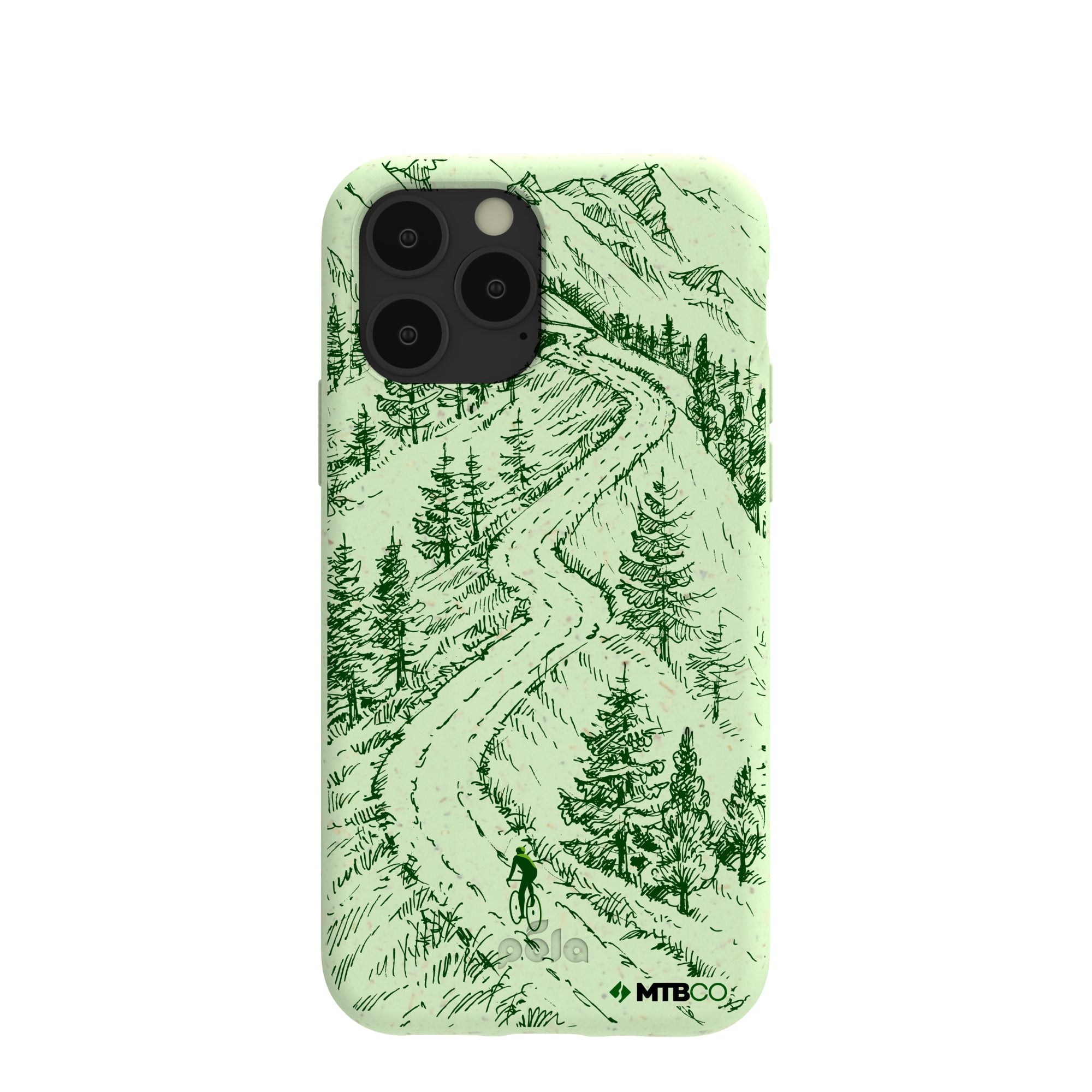 Sage Green Into the Mountains MTBCO iPhone 11 Pro Case Refurbished - Pela Case refurbished available on Cerqular