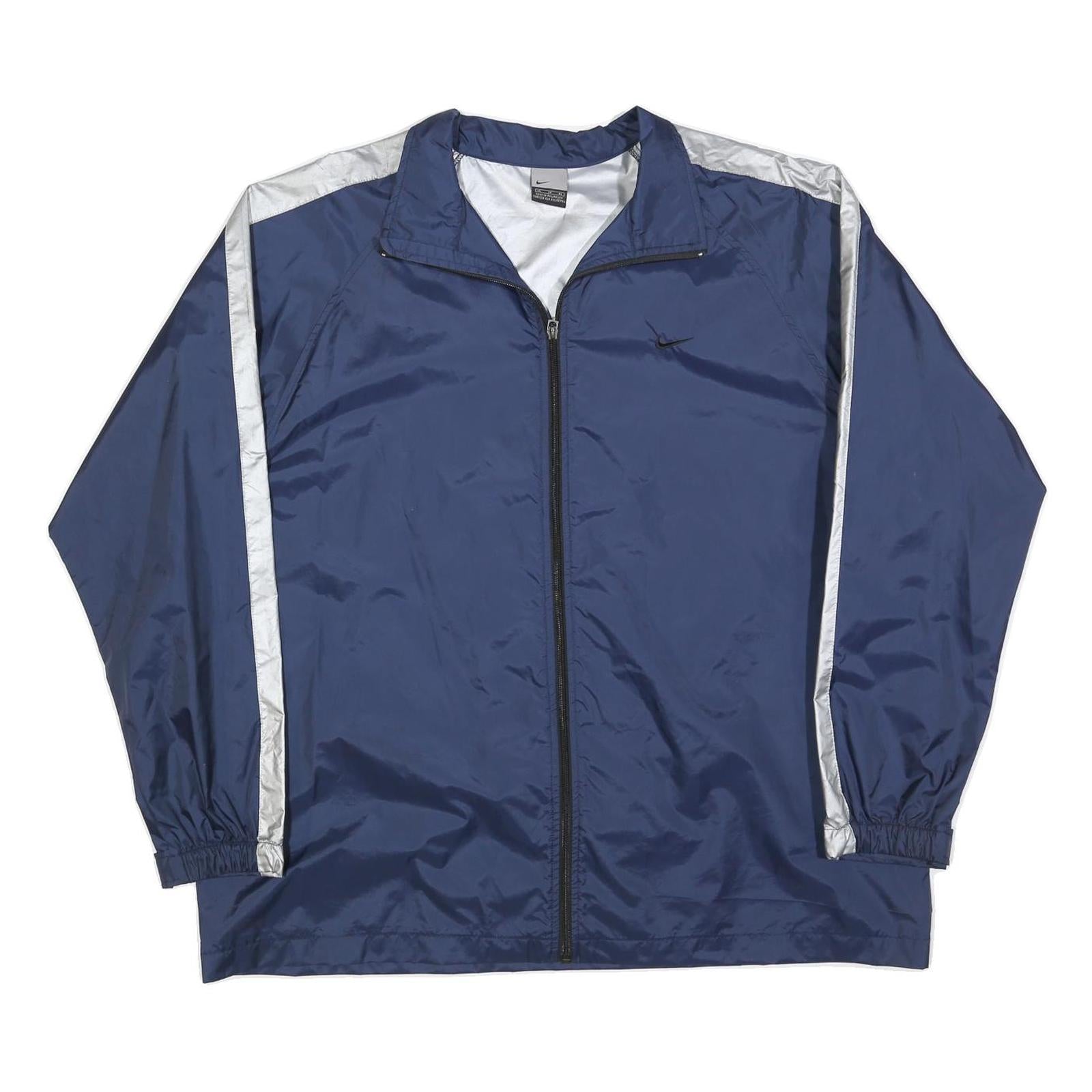 NIKE Mens Blue & White Lightweight Nylon Track Jacket XL Zip Athletic Sportswear Refurbished - N/A refurbished available on Cerqular