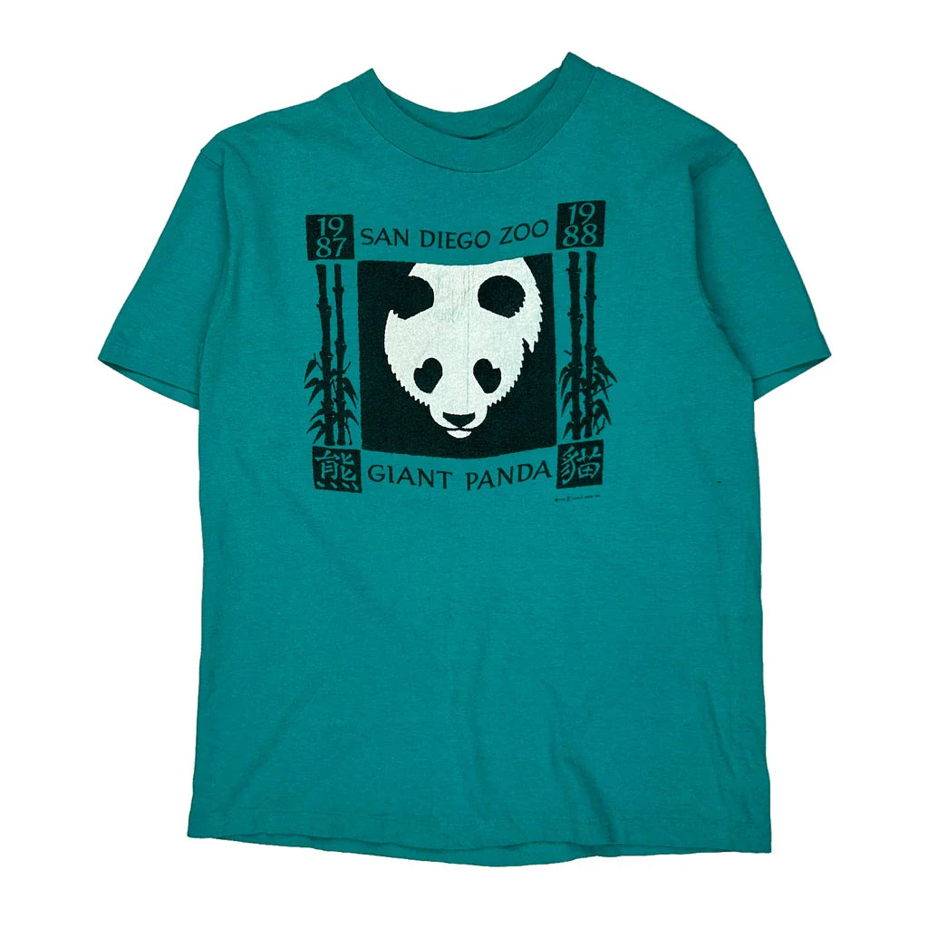 San Diego Zoo Hanes Graphic T-Shirt - Medium Green Cotton Refurbished - Thrifted (note: this is a term often used to describe second- refurbished available on Cerqular