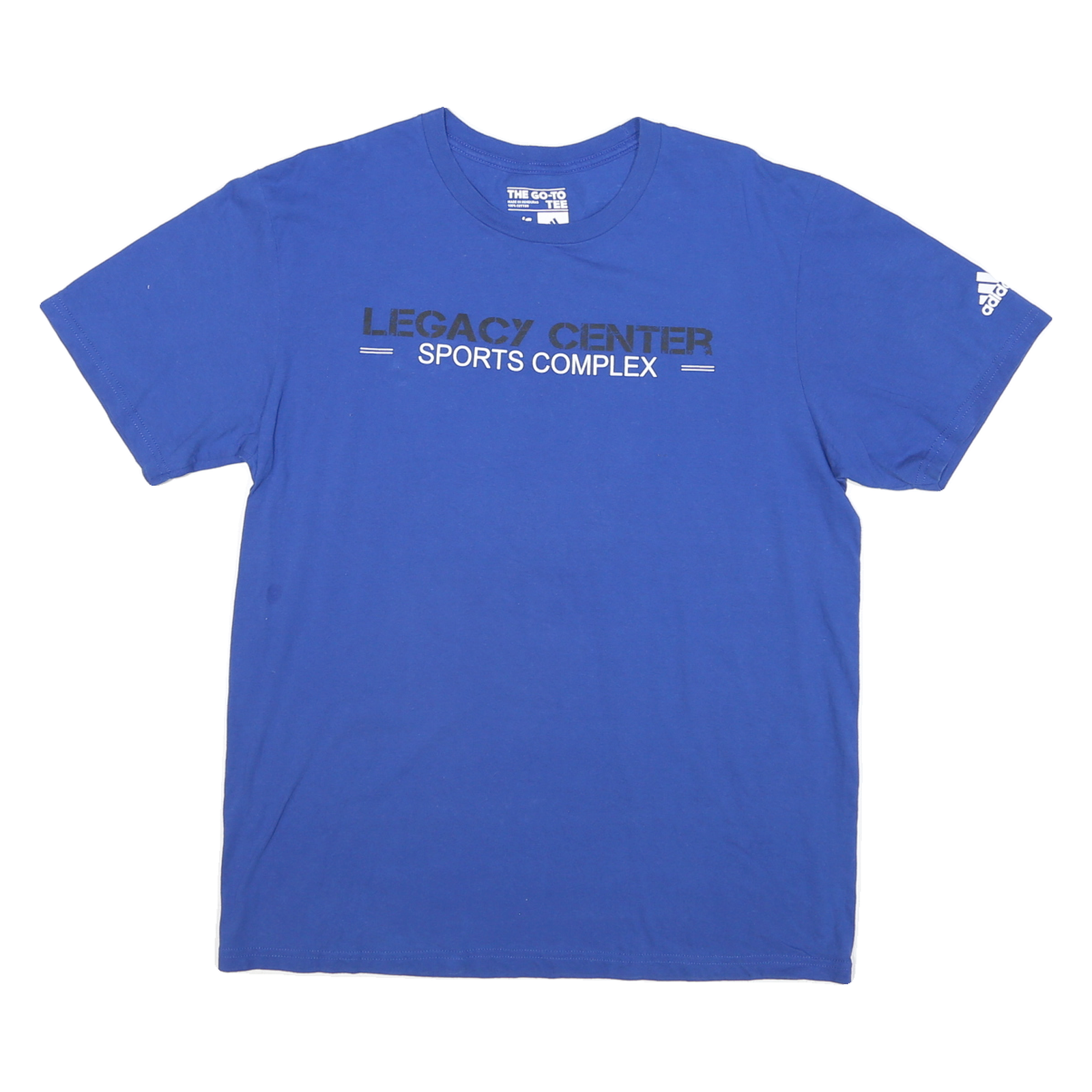 ADIDAS Mens Blue Graphic T-Shirt L Short Sleeve Crew Neck Legacy Center Refurbished - N/A refurbished available on Cerqular