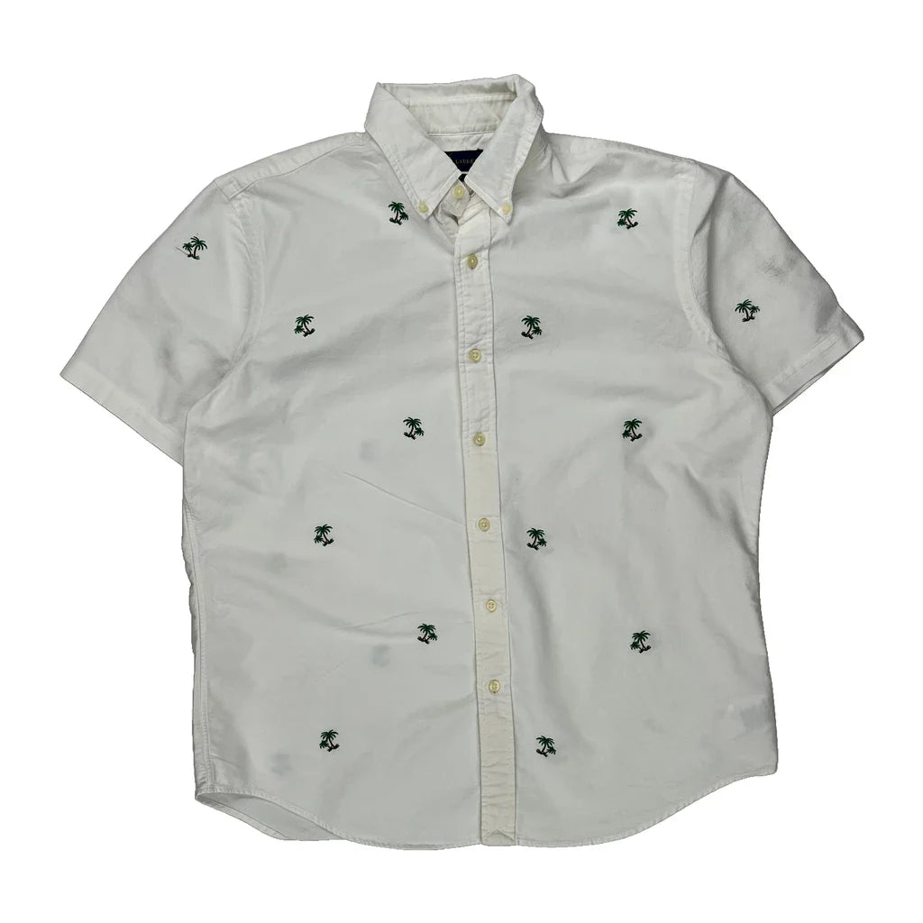 Ralph Lauren Short Sleeve Shirt - Large White Cotton Refurbished - Thrifted (note: this is a term often used to describe second- refurbished available on Cerqular