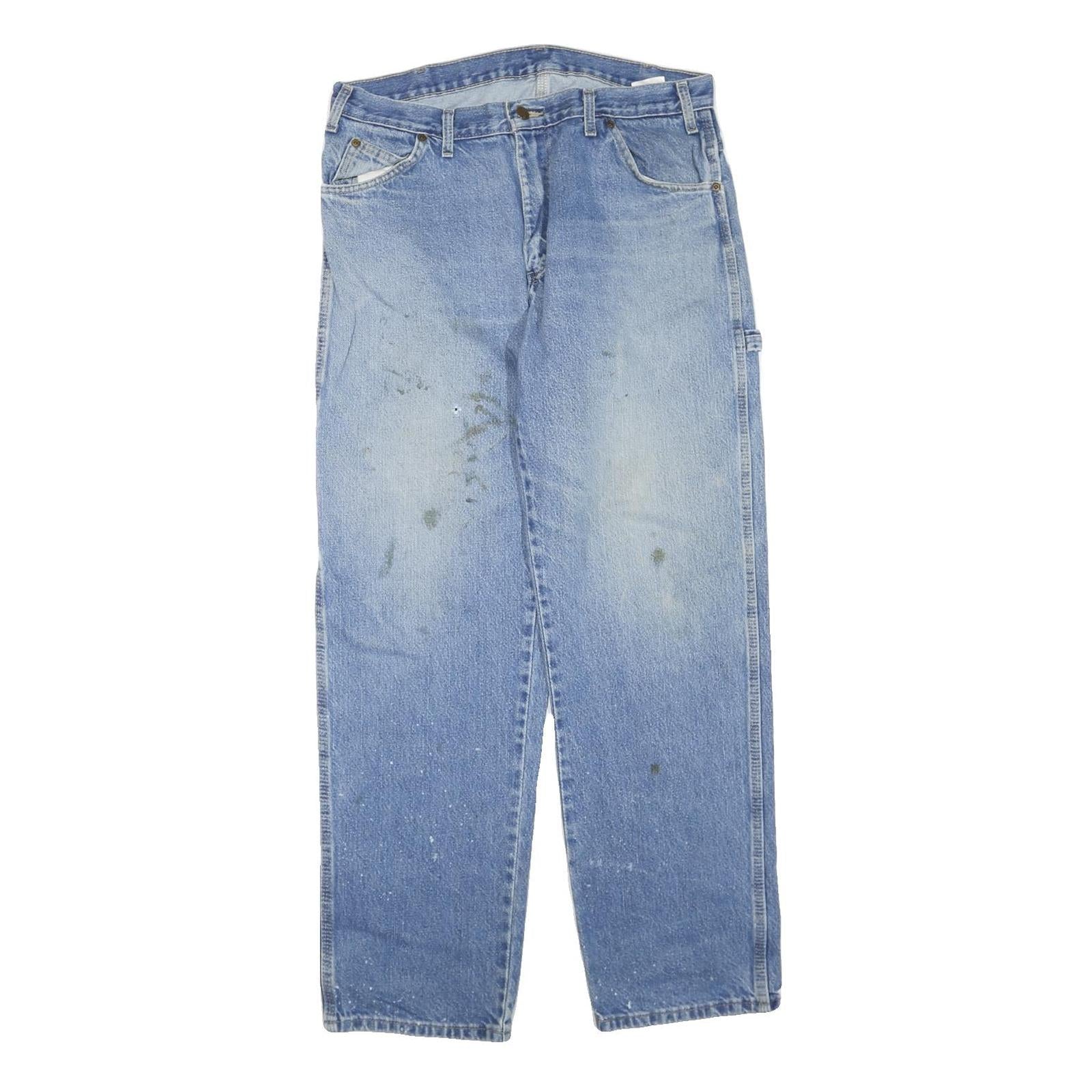 DICKIES Mens Jeans Blue Regular Straight Denim Medium W34 L32 Workwear Zip Refurbished - N/A refurbished available on Cerqular