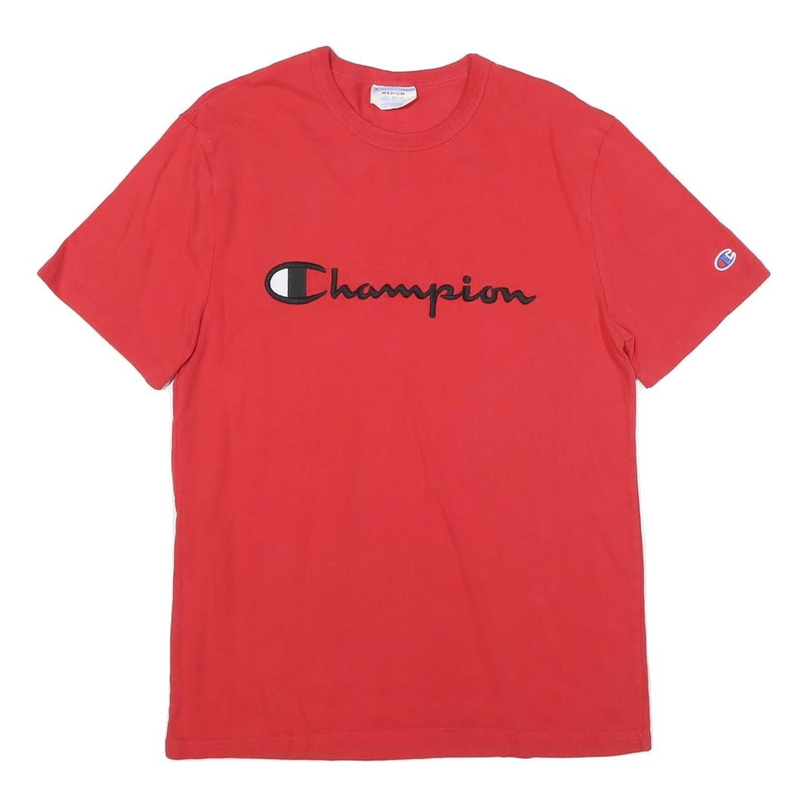 CHAMPION Mens Red Graphic T-Shirt M Short Sleeve Crew Neck Logo Embroidered Refurbished - N/A refurbished available on Cerqular