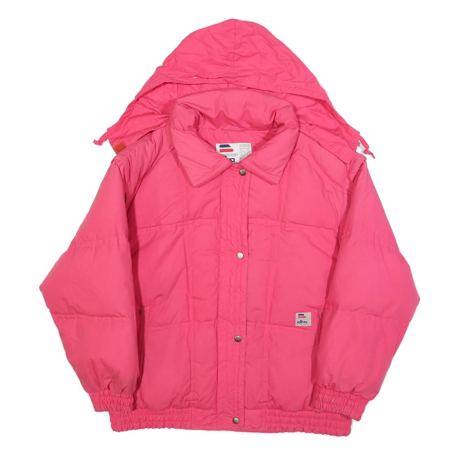 ELHO Womens Pink Jacket L Polyester Blend Plain Zip Hooded Puffer Warm Refurbished - N/A refurbished available on Cerqular
