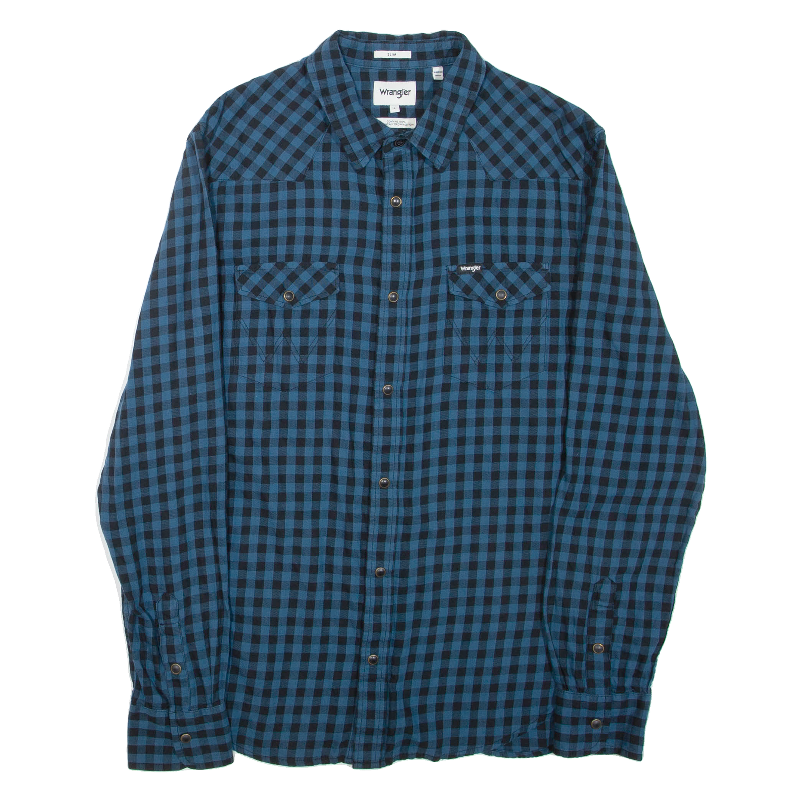WRANGLER Slim Mens Shirt Blue Check Long Sleeve L Refurbished - N/A refurbished available on Cerqular