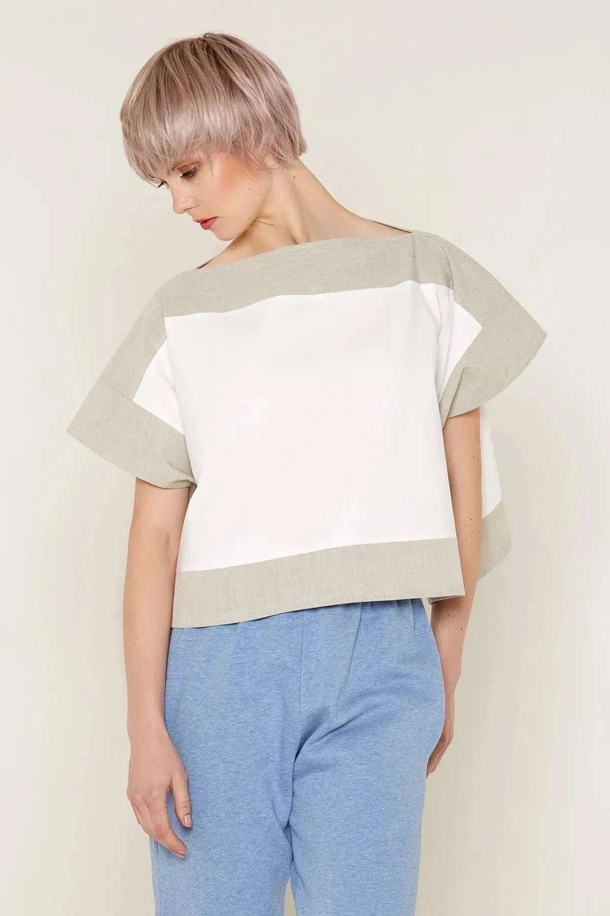 Luna Top (White and Beige) | size: one size Refurbished - N/A refurbished available on Cerqular