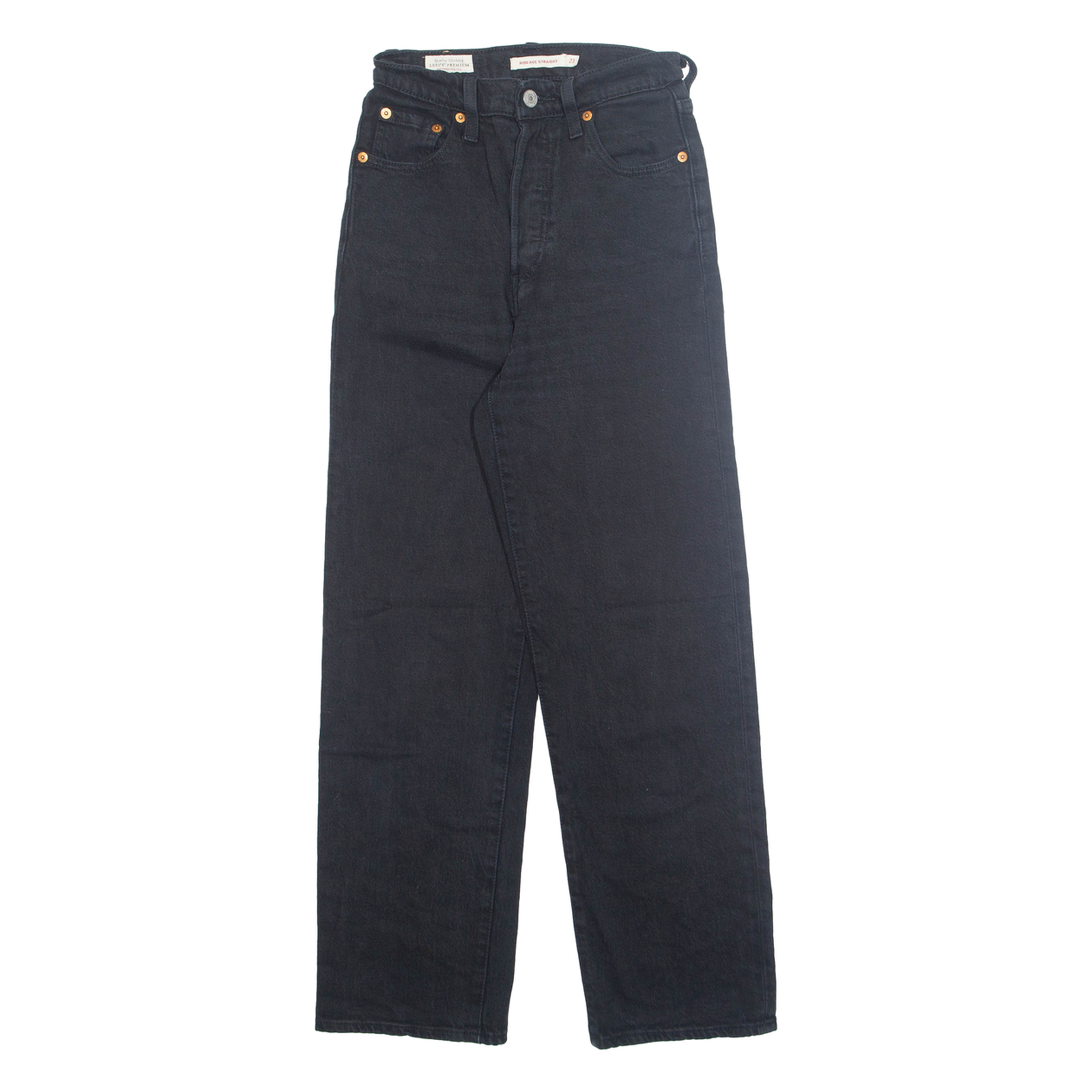 LEVI'S Womens Jeans Black Regular Straight W23 L27 Refurbished - N/A refurbished available on Cerqular