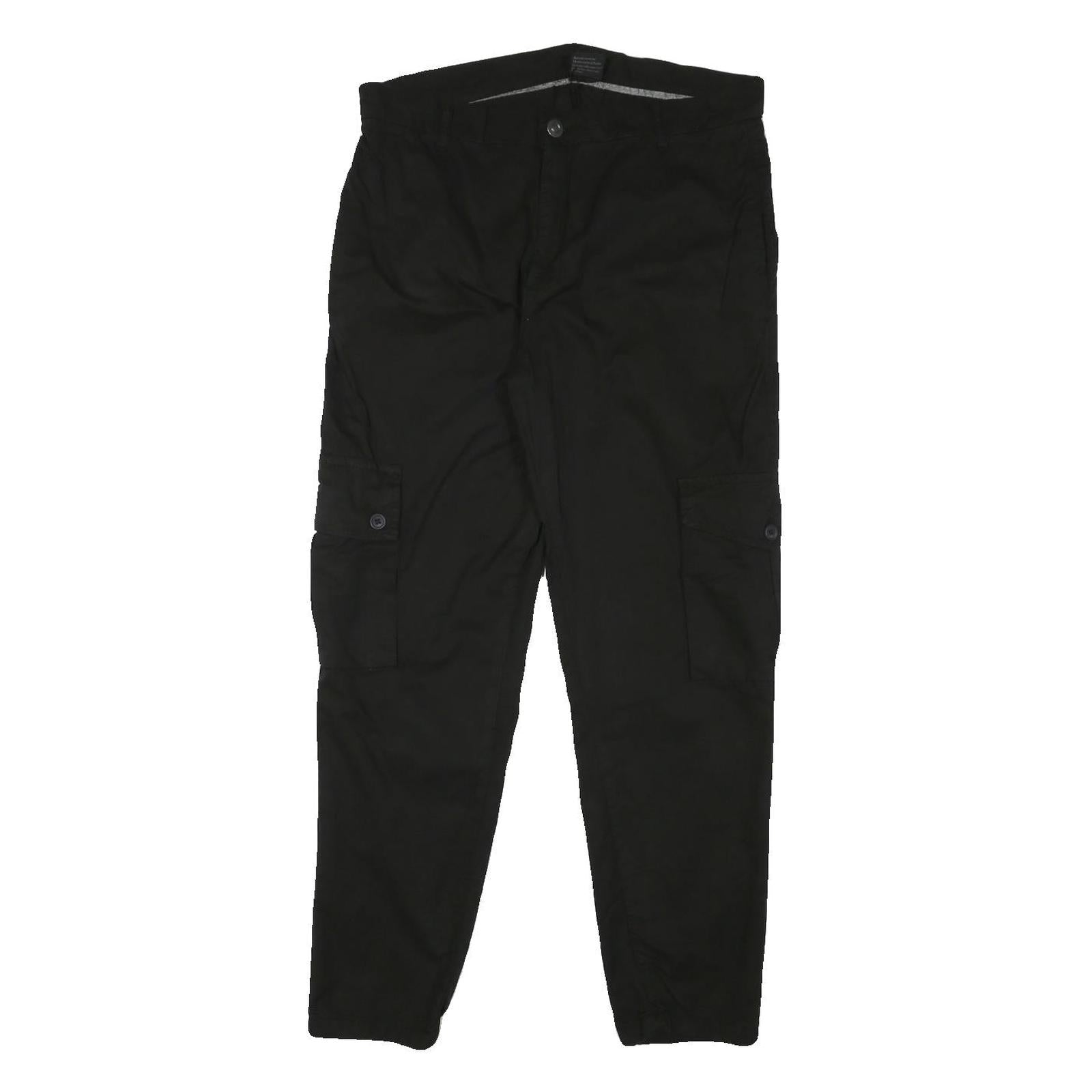 URBAN CLASSICS Mens Black Slim Cargo Trousers W32 L29 Casual Cotton Blend Zip Refurbished - N/A refurbished available on Cerqular
