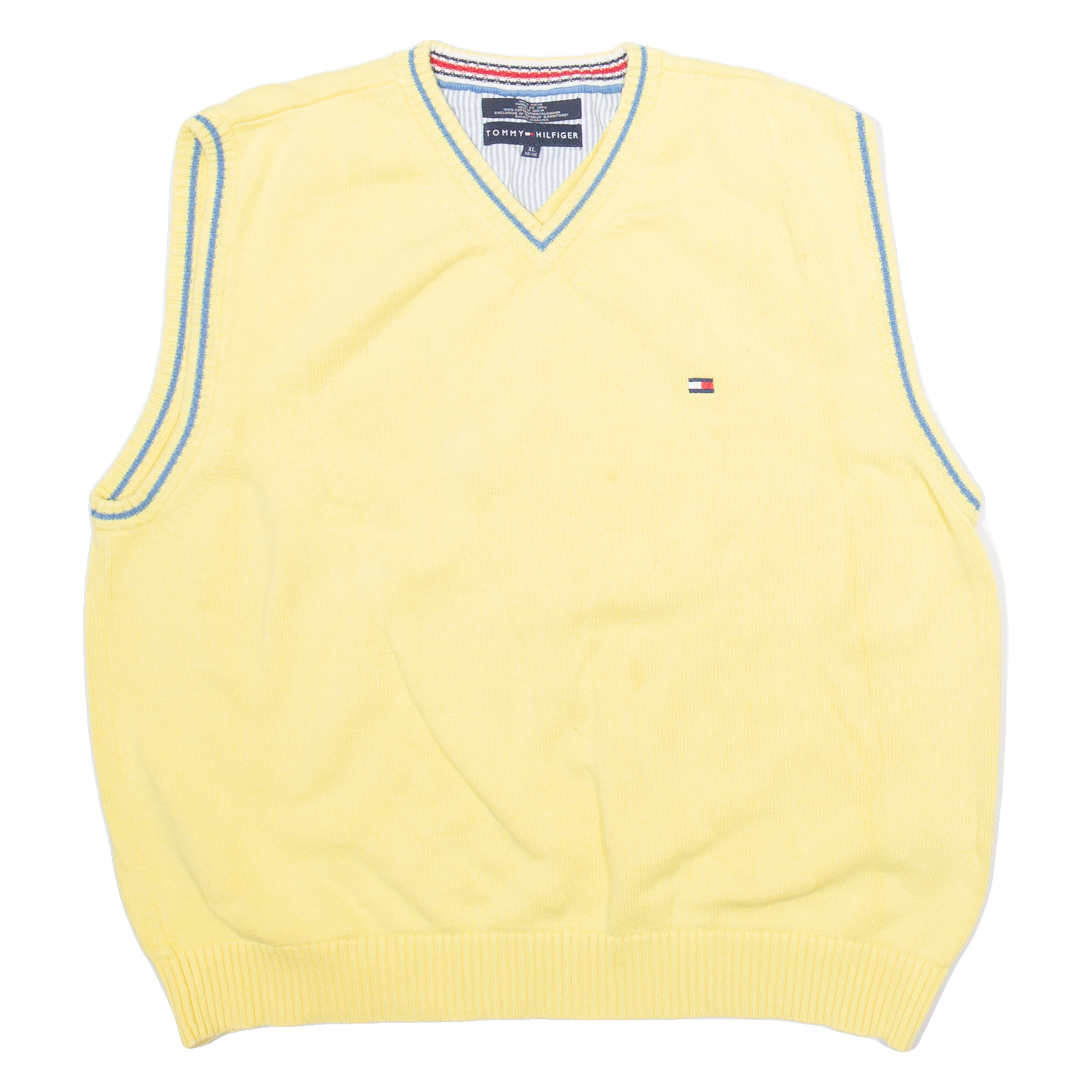 TOMMY HILFIGER Mens Vest Yellow V-Neck Tight Knit Sleeveless XL Refurbished - N/A refurbished available on Cerqular