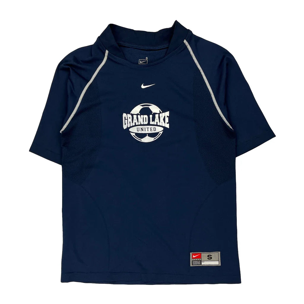 Grand Lake United Nike Football Jersey - Small Navy Polyester Refurbished - Thrifted (note: this is a term often used to describe second- refurbished available on Cerqular