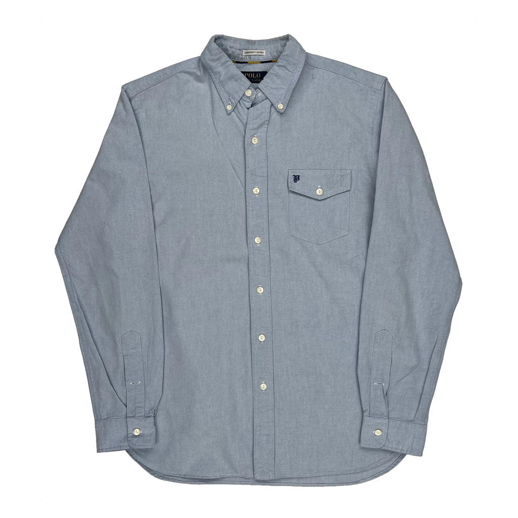 Polo By Ralph Lauren Shirt - Medium Blue Cotton Refurbished - Thrifted (note: this is a term often used to describe second- refurbished available on Cerqular