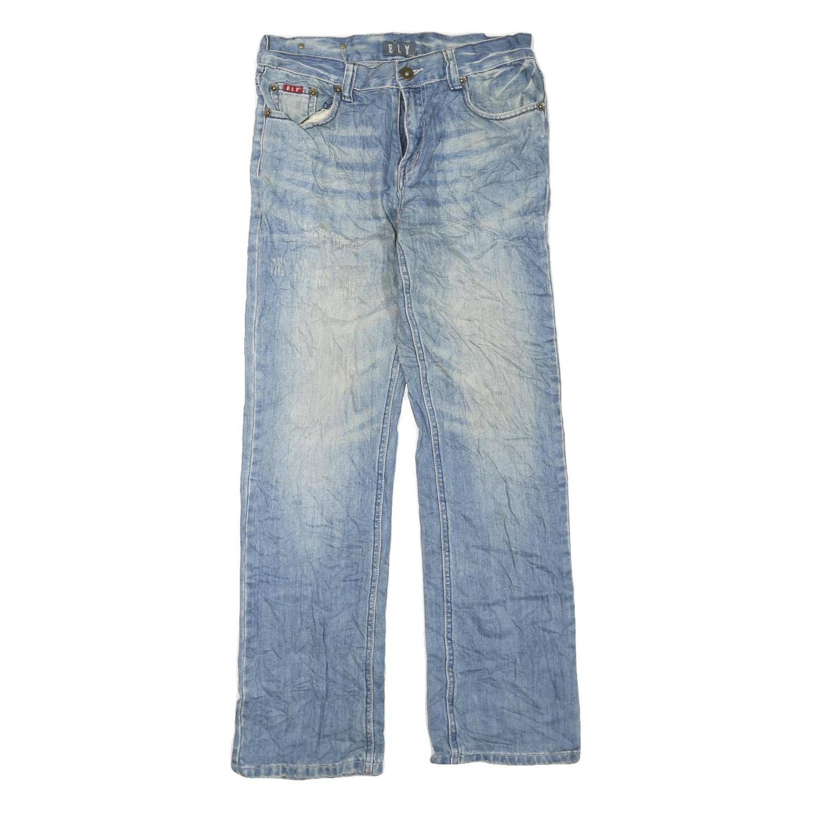 BLY Mens Light Blue Regular Straight Denim Jeans W30 L32 Casual Wear Zip Closure Refurbished - N/A refurbished available on Cerqular