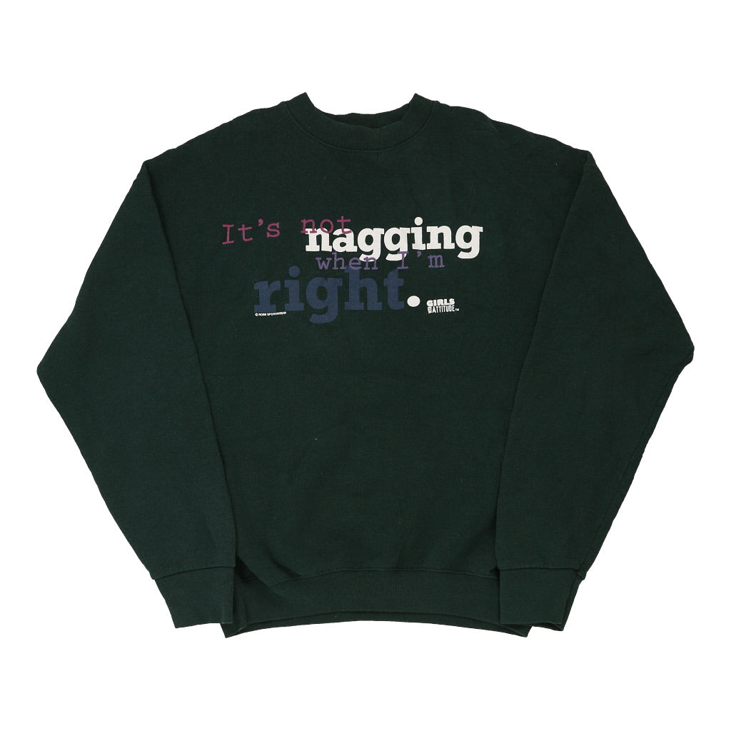 Made in USA Fruit Of The Loom Sweatshirt - XL Green Cotton Blend | Size: x-large Refurbished - Thrifted (note: this is a term often used to describe second- refurbished available on Cerqular