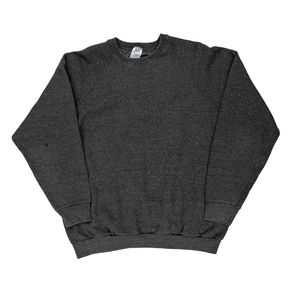 Fruit Of The Loom Sweatshirt - Large Grey Cotton Blend Refurbished - Thrifted (note: this is a term often used to describe second- refurbished available on Cerqular