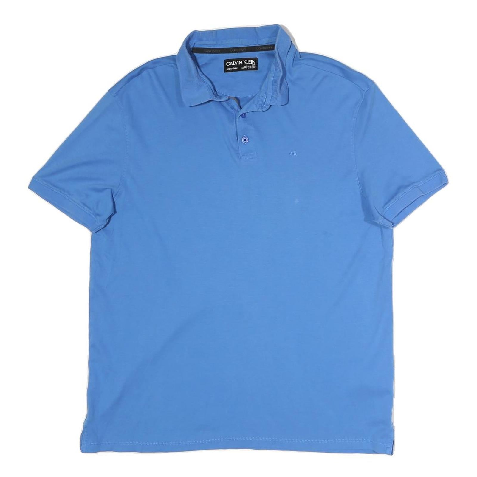 CALVIN KLEIN Mens Blue Short Sleeve Plain Polo Shirt L Casual Classic Refurbished - N/A refurbished available on Cerqular