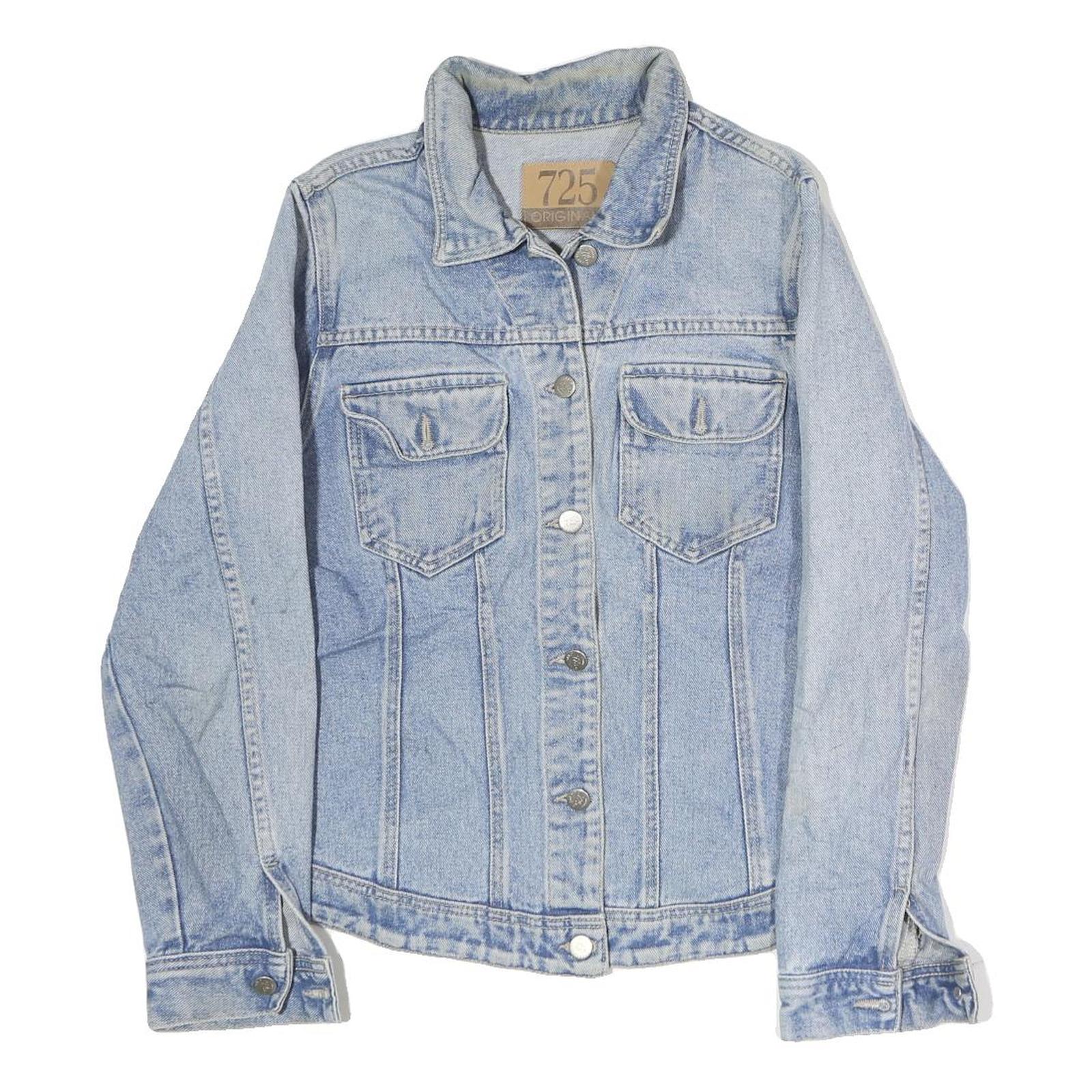 Womens Blue Denim Jacket M Cotton Button Front Classic Outerwear Casual Refurbished - N/A refurbished available on Cerqular