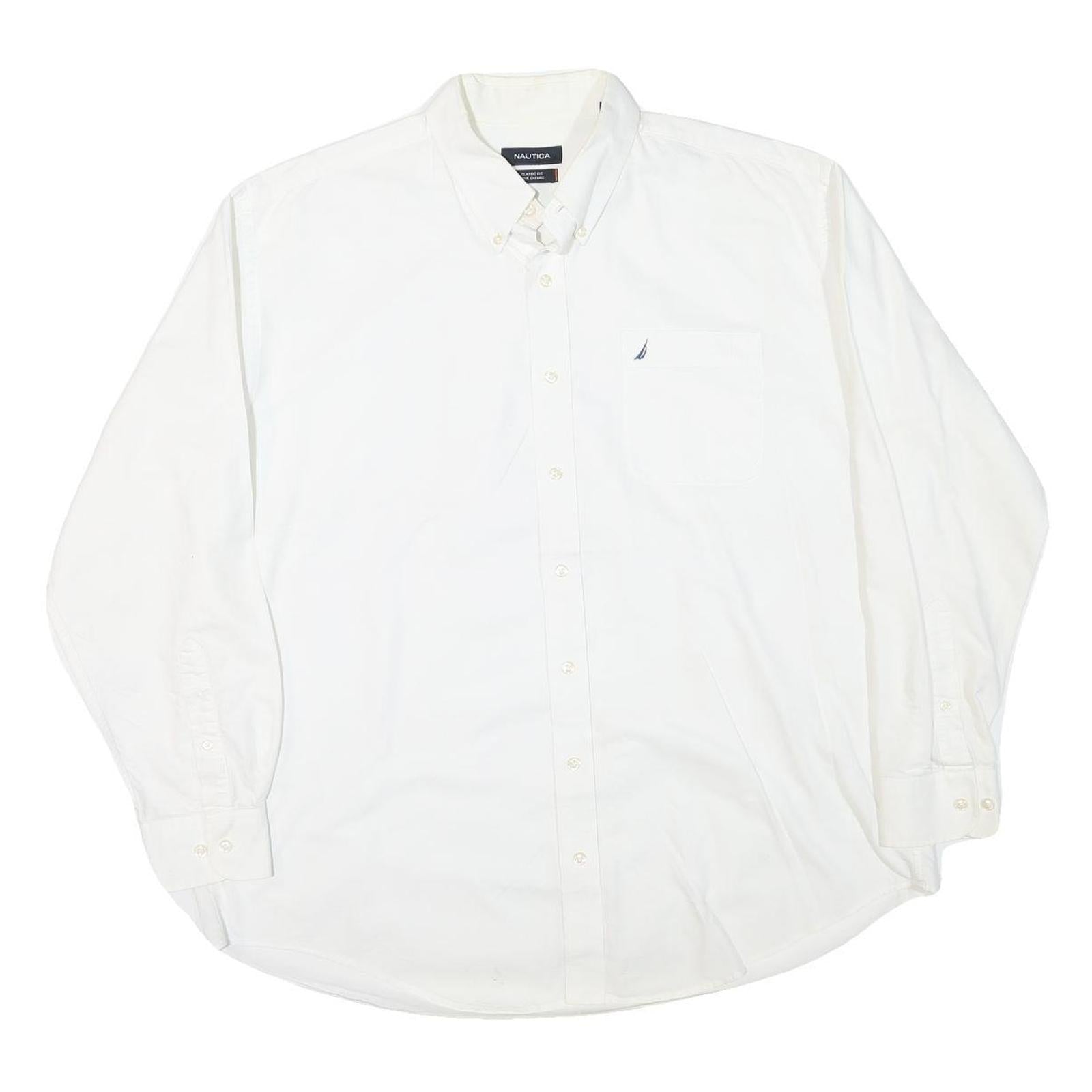 NAUTICA Mens White Button Down Shirt XL Classic Fit Cotton Blend Pocket Refurbished - N/A refurbished available on Cerqular