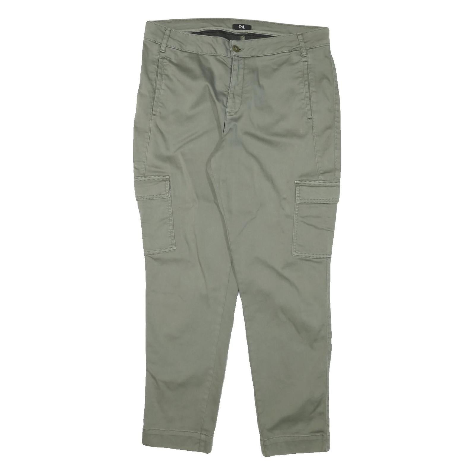 C&A Womens Cotton Blend Slim Green Cargo Trousers W34 L30 Zip Closure Refurbished - N/A refurbished available on Cerqular